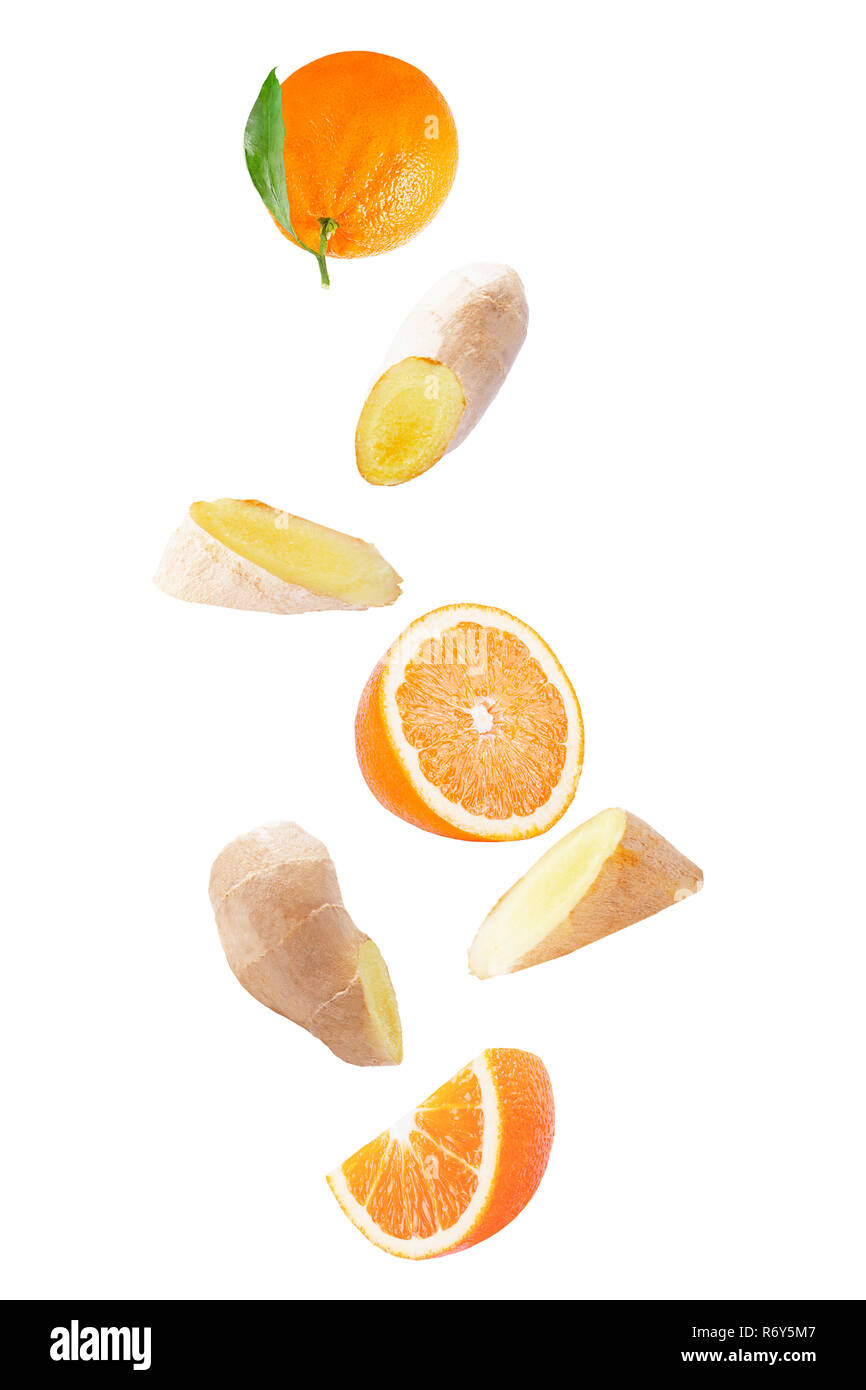 Relevant l'orange et au gingembre isolated on white Banque D'Images