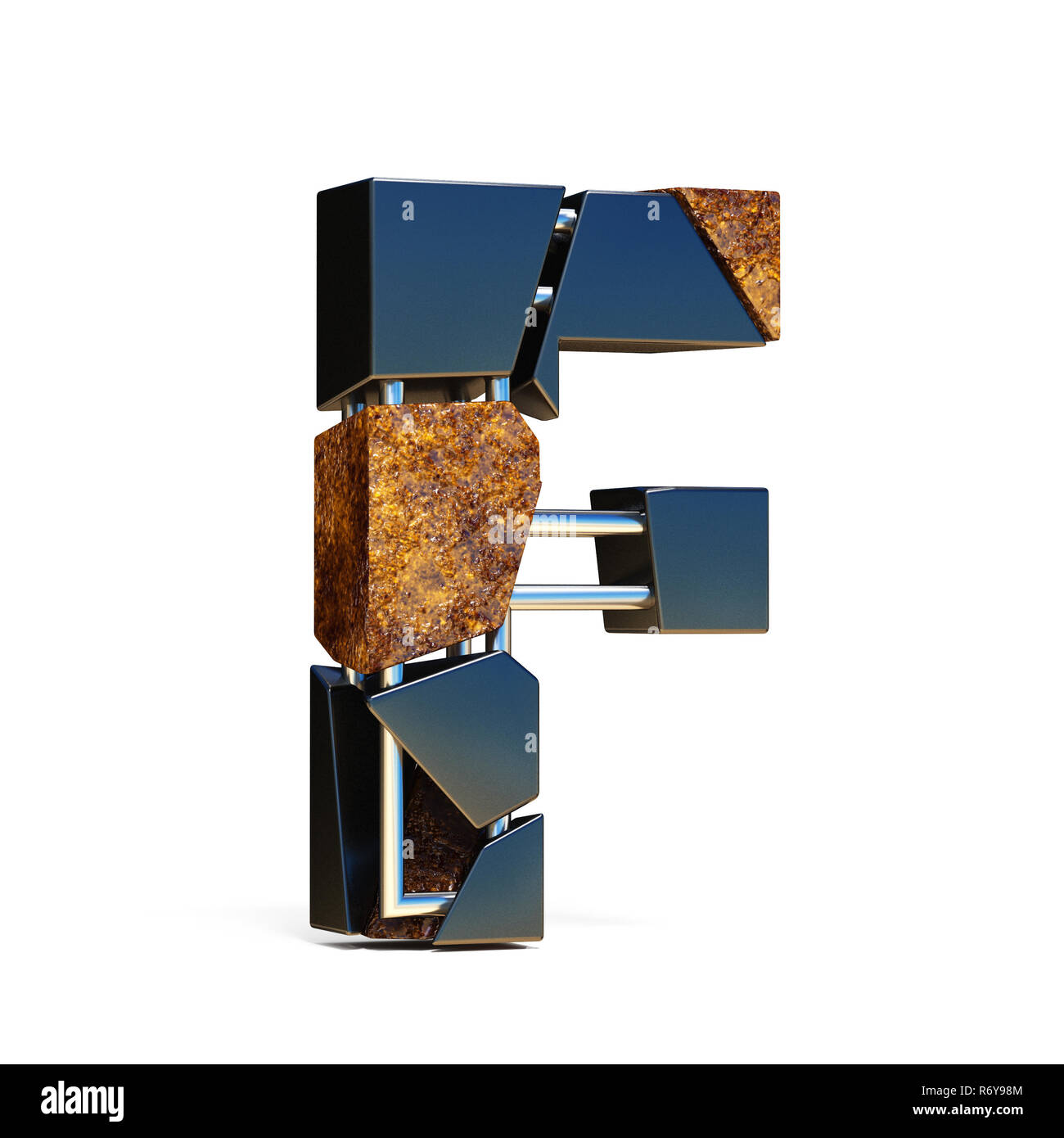 Brun Noir police fracture LETTRE F 3D Banque D'Images