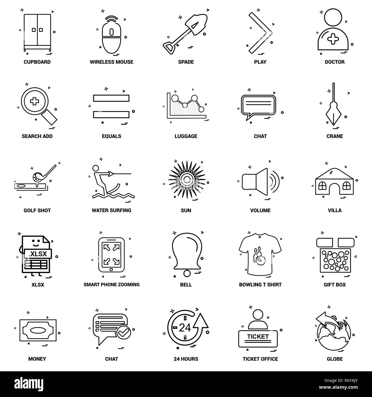 25 Concept d'entreprise Ligne Mix Icon Set Illustration de Vecteur