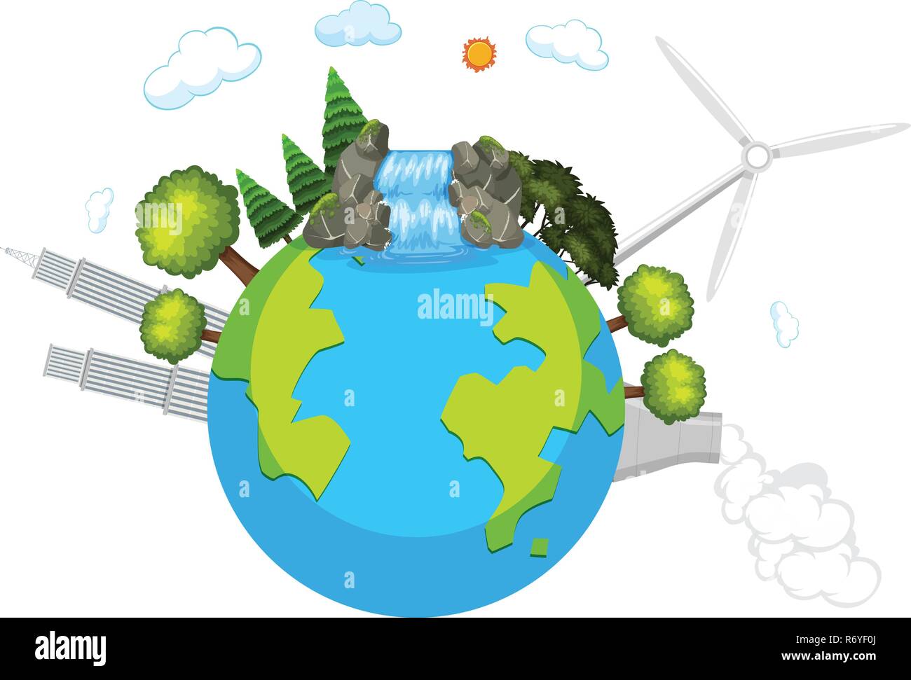 La planète terre surroded par illustration scène Illustration de Vecteur