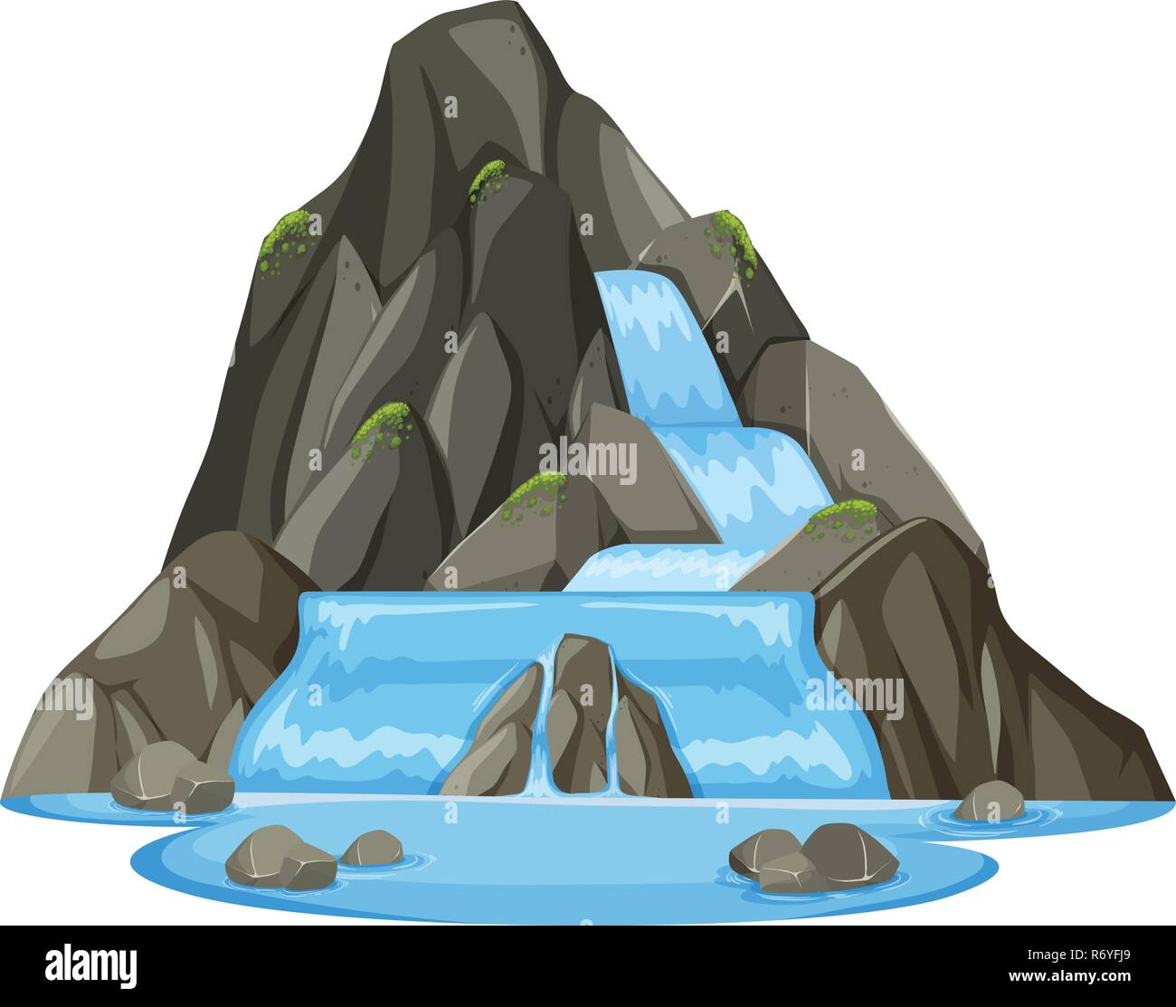 Coté nature paysage cascade illustration Illustration de Vecteur