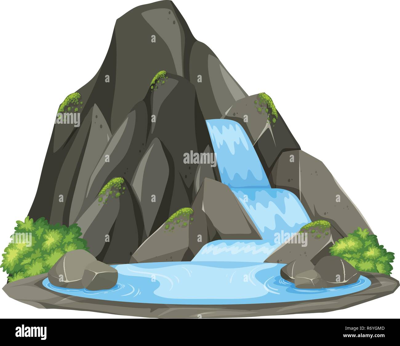 Coté nature paysage cascade illustration Illustration de Vecteur