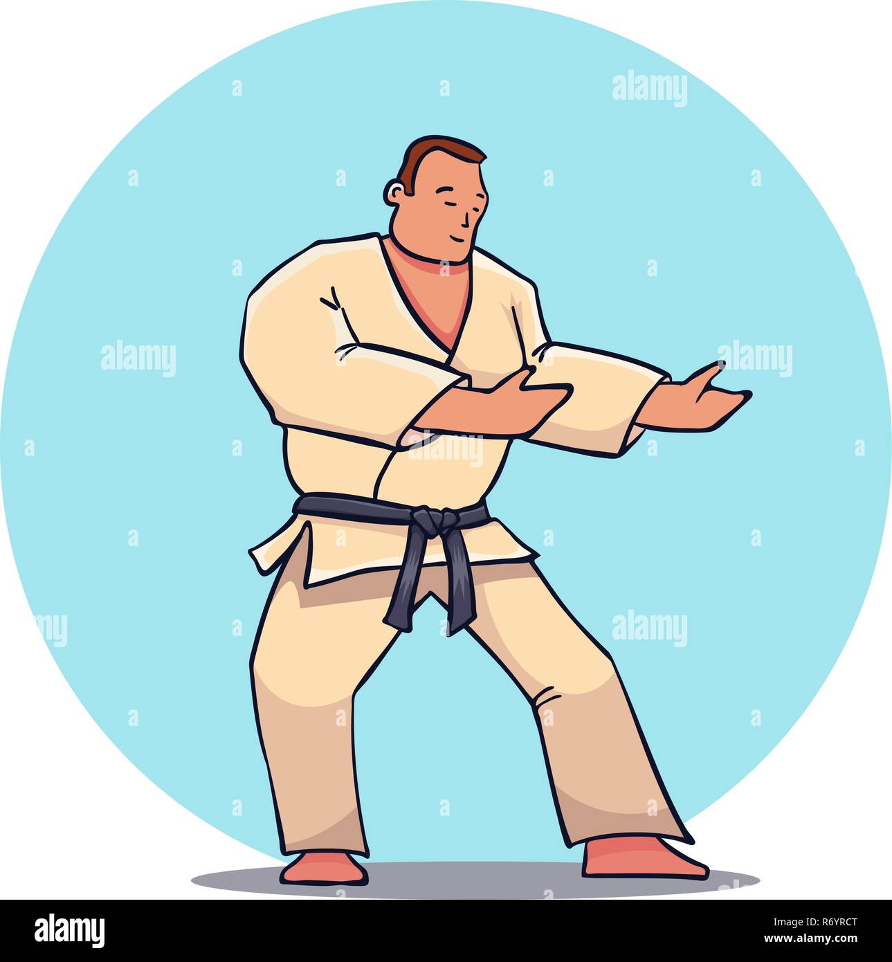 Caractère dessiné à la main l'homme en kimono. Vector Illustration de Vecteur