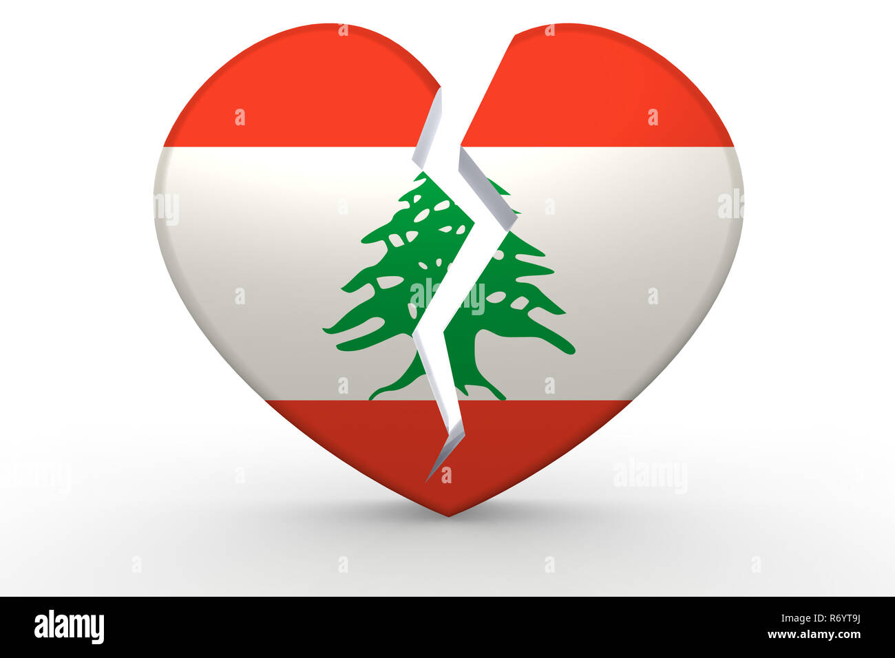 Forme de coeur blanc cassé avec drapeau Liban Photo Stock - Alamy
