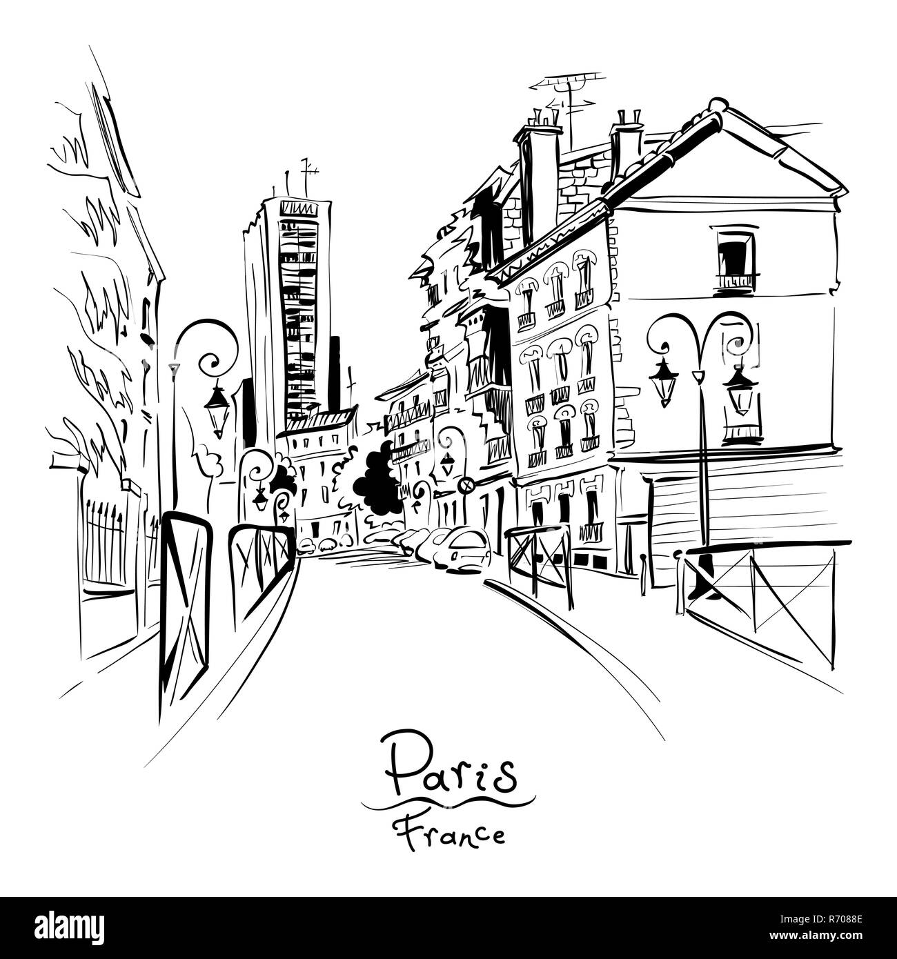 La rue Paris, France confortable Banque D'Images