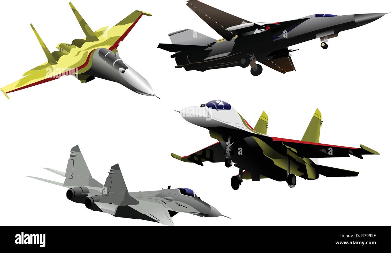 Quatre avions militaires Vector illustration Illustration de Vecteur