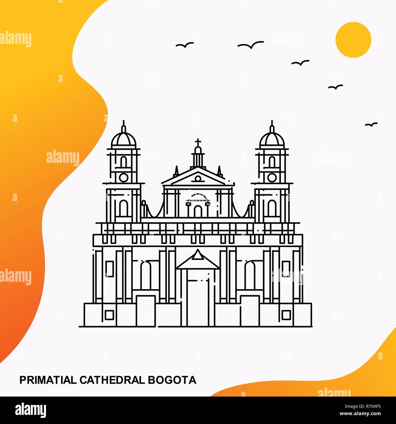 Cathédrale primatiale voyage BOGOTA Modèle d'Affiche Illustration de Vecteur