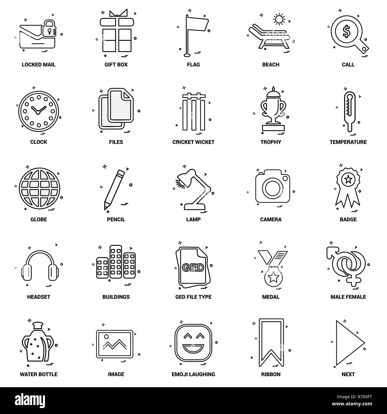 25 Concept d'entreprise Ligne Mix Icon Set Illustration de Vecteur