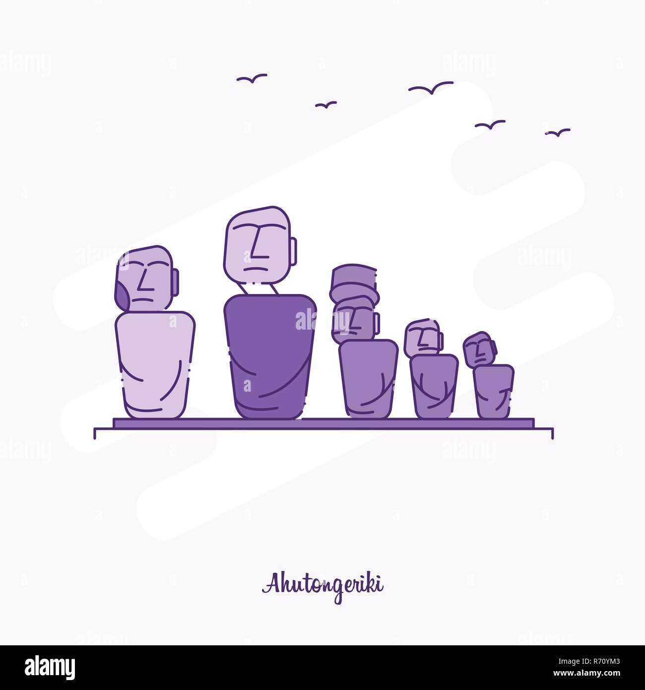 AHUTONGERIKI Monument Purple Ligne pointillée skyline vector illustration Illustration de Vecteur