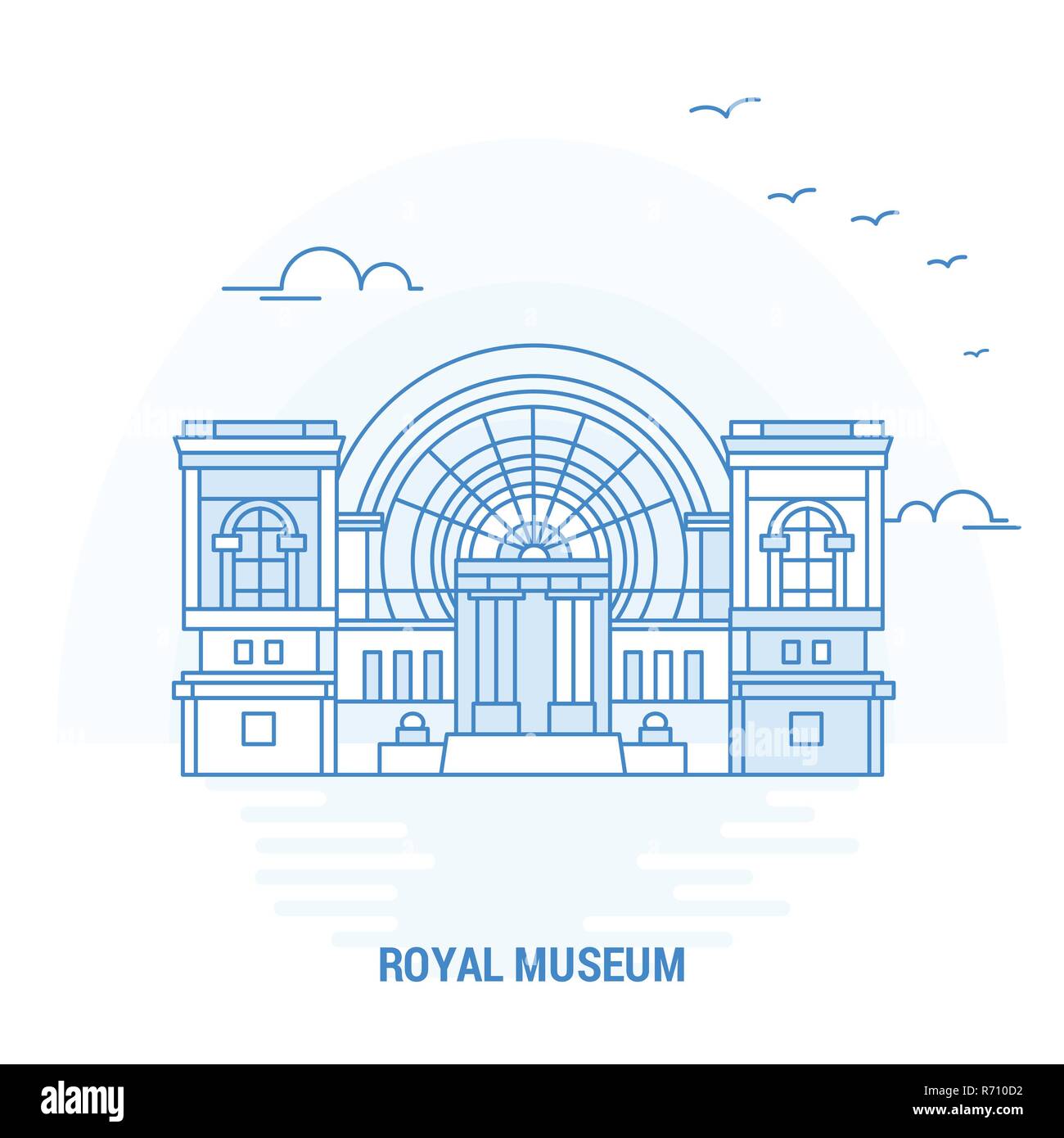 Musée royal de Repère Bleu. Arrière-plan créatif et modèle d'Affiche Illustration de Vecteur
