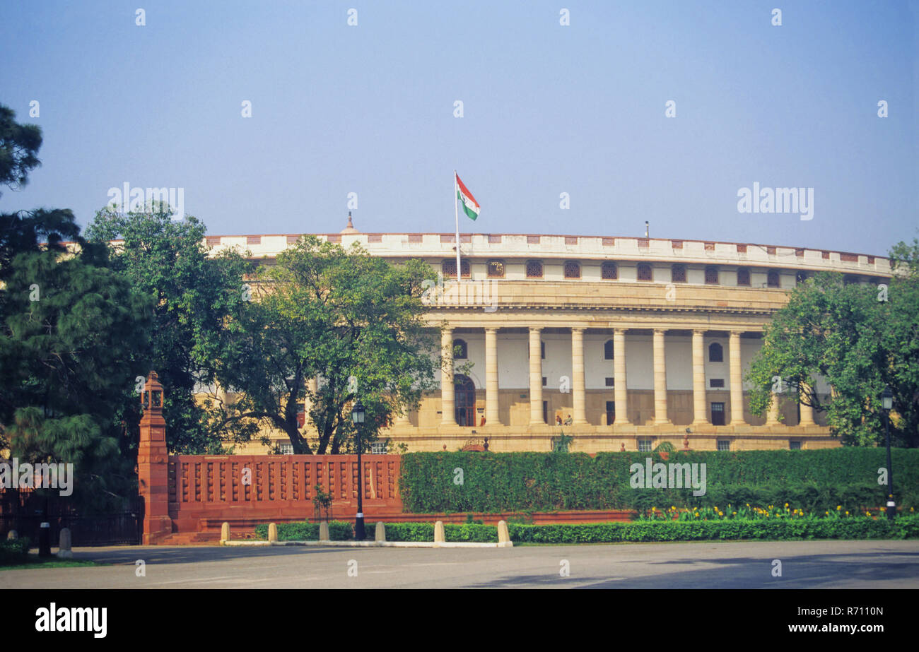 Parlement, Parlement de l'Inde, Sansad Bhavan, Bureau du gouvernement fédéral, New Delhi, Inde, Asie Banque D'Images