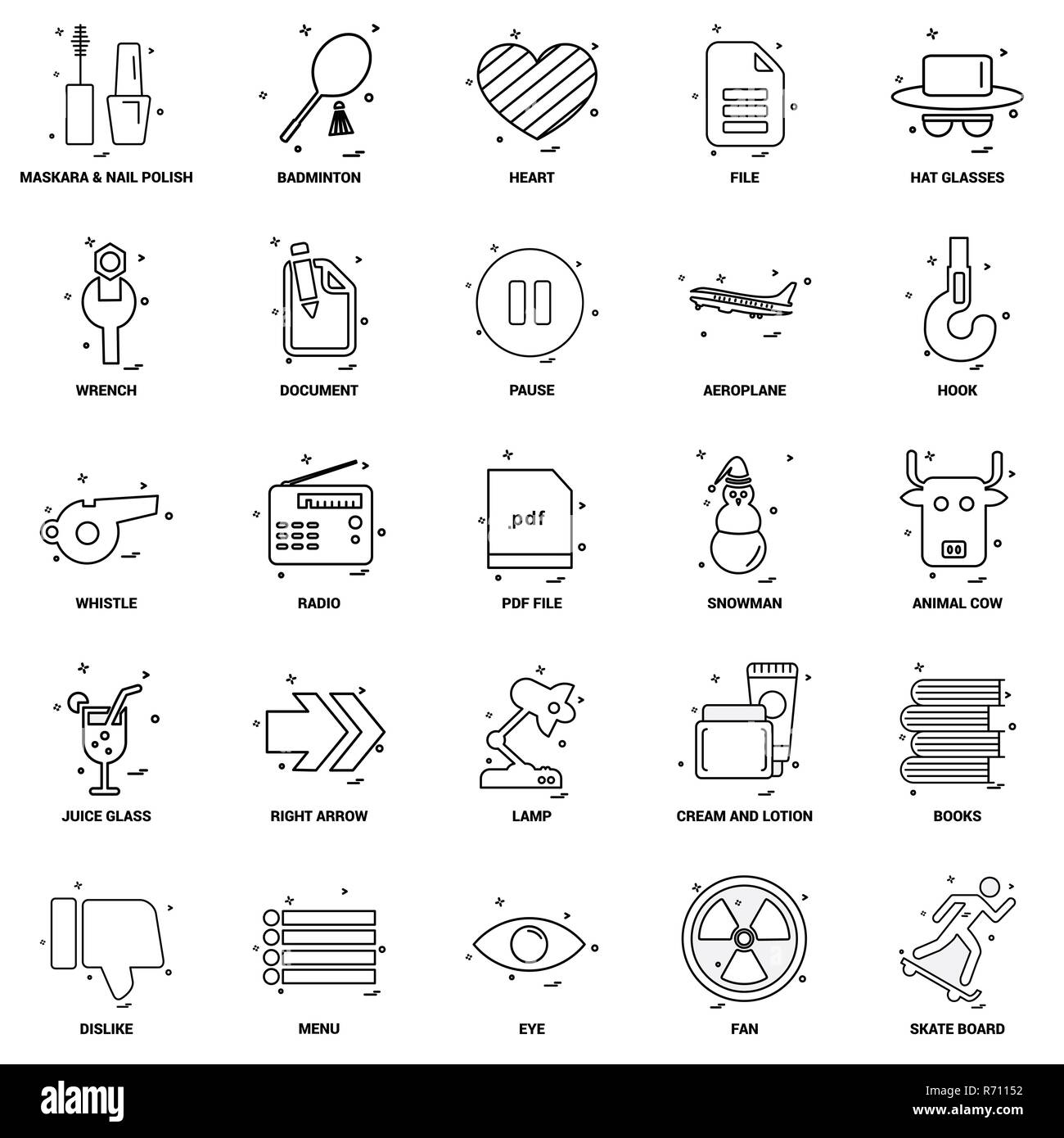 25 Concept d'entreprise Ligne Mix Icon Set Illustration de Vecteur