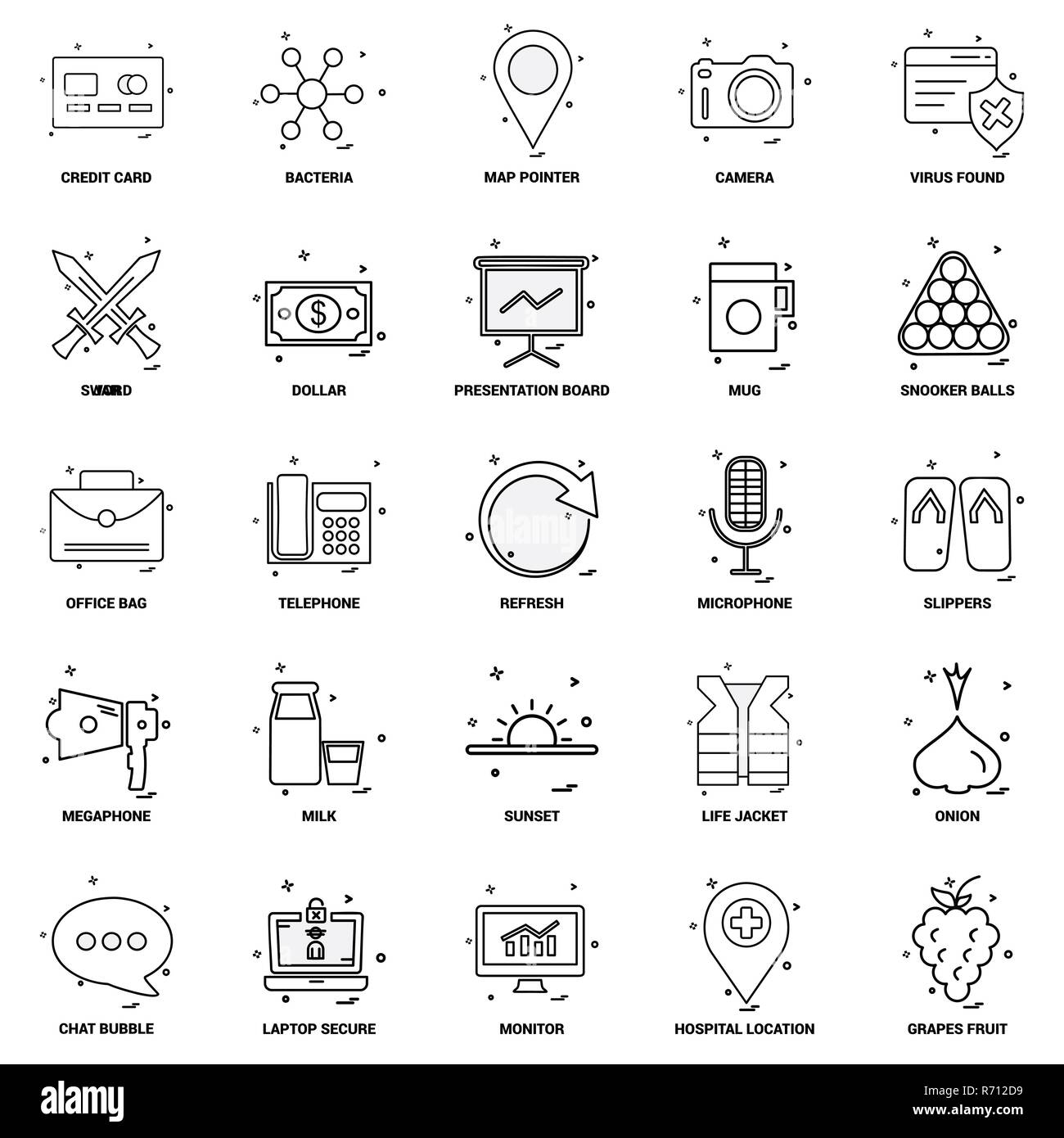 25 Concept d'entreprise Ligne Mix Icon Set Illustration de Vecteur