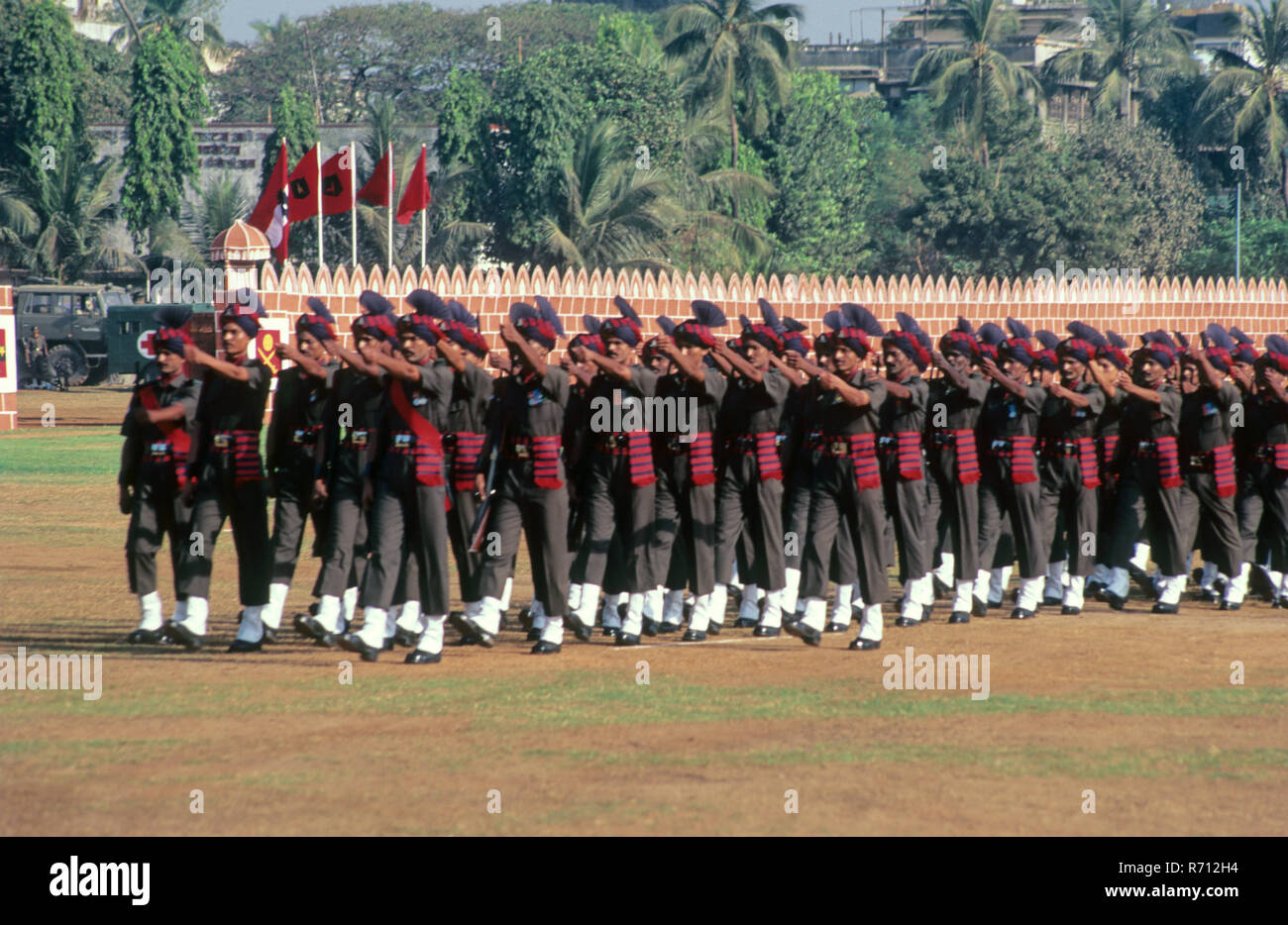 Parade à Journée de l'armée, Parc Shivaji, Dadar Mumbai, Bombay, Maharashtra, Inde Banque D'Images