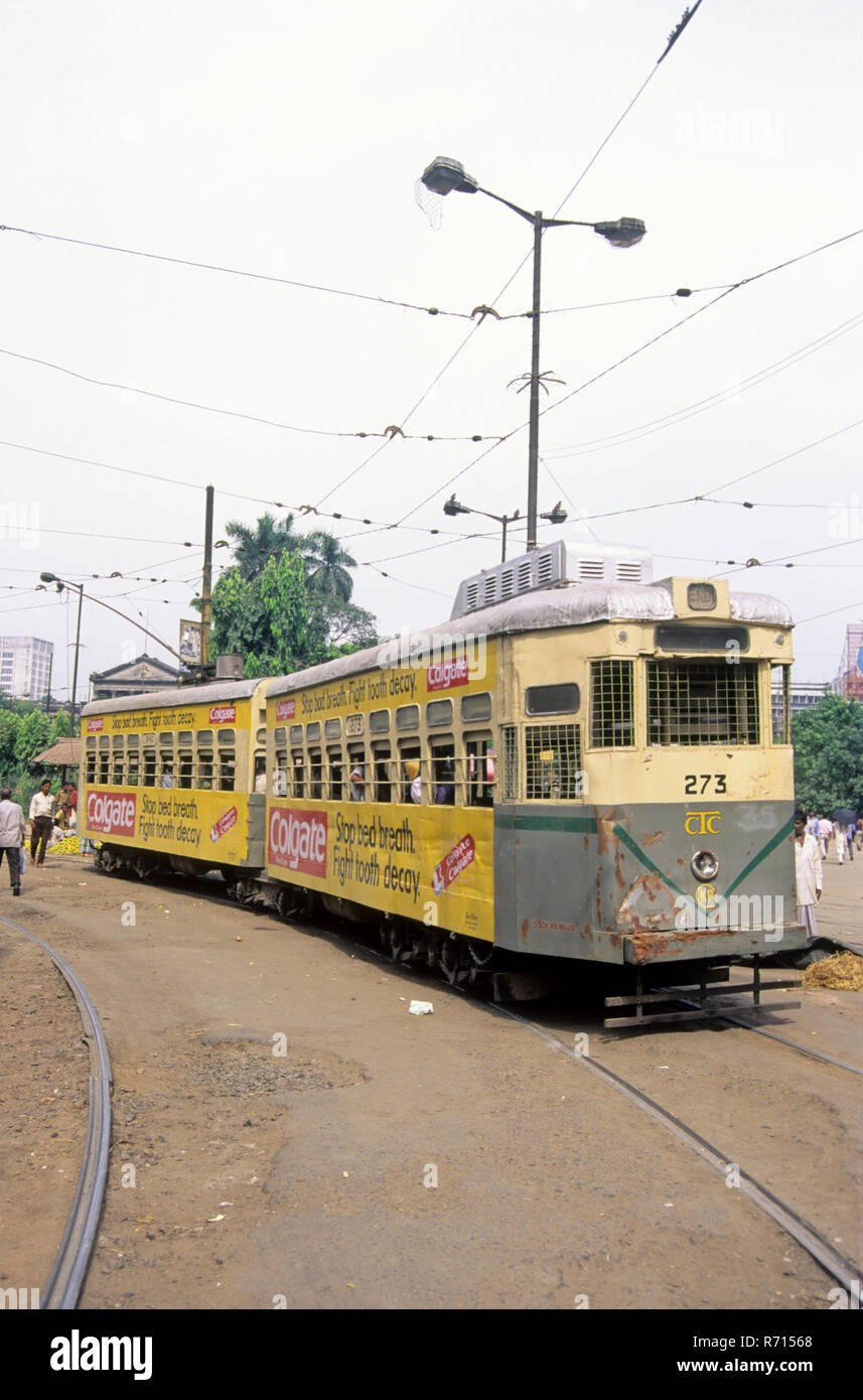 Tramway à esplanade, Calcutta, West Bengal, India Banque D'Images