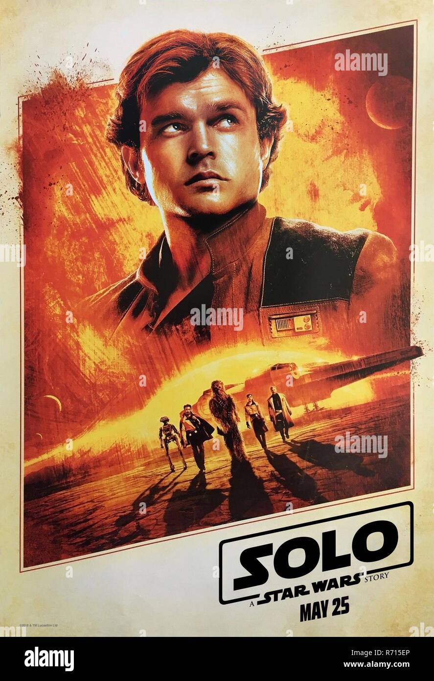 DATE DE SORTIE : Mai 25, 2018 Title : Solo : Une Histoire de Star Wars Lucasfilm : STUDIO Réalisateur : Ron Howard Résumé : Au cours d'une aventure dans le milieu criminel, Han Solo rencontre son futur co-pilote Chewbacca et Lando Calrissian rencontre ans avant de rejoindre la rébellion. Avec : Alden Ehrenreich, Woody Harrelson, Emilia Clarke. (Crédit Image : © Lucasfilm/photos) Banque D'Images