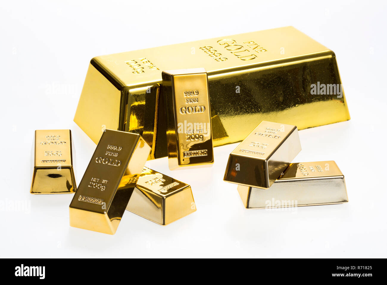 Un kg, 1000g gold bar et plusieurs barres d'or, 200g d'or fin 999,9 Banque D'Images