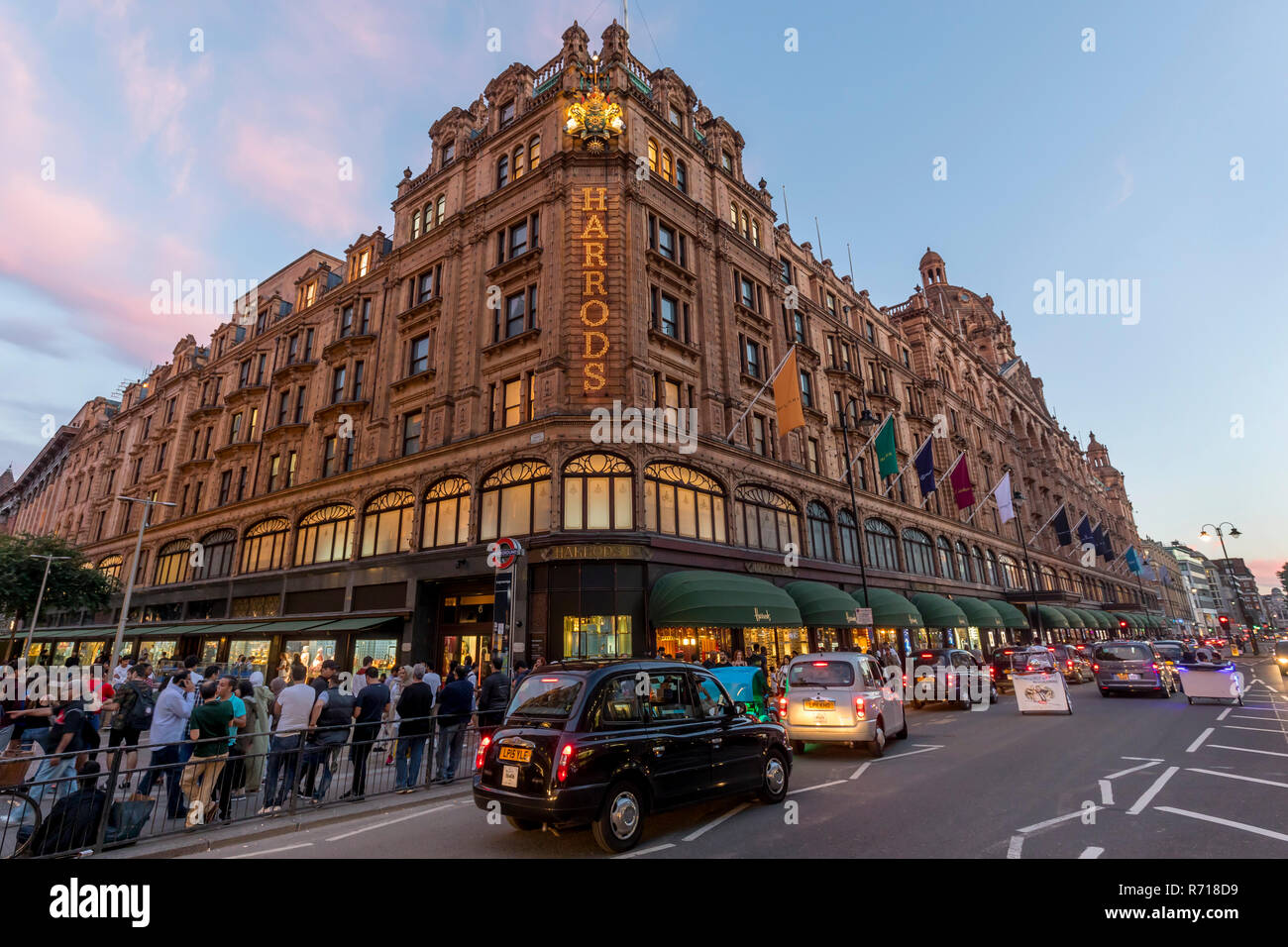 Harrods, heure bleue, Londres, Grande-Bretagne Banque D'Images