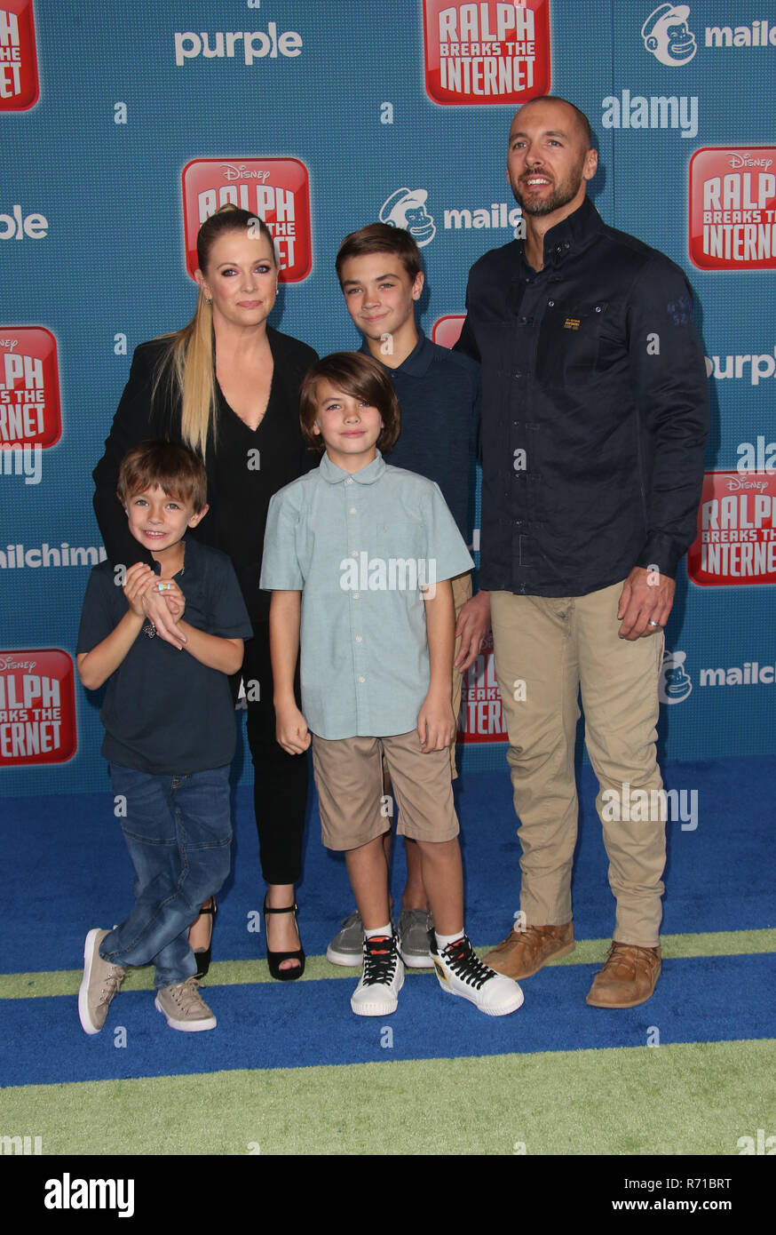 'Ralph brise le Internet' Première Mondiale avec : Melissa Joan Hart, Mark Wilkerson, Tucker McFadden Wilkerson, Braydon Hart Wilkerson, Mason Walter Wilkerson Où : Hollywood, California, United States Quand : 05 novembre 2018 Crédit : FayesVision/WENN.com Banque D'Images