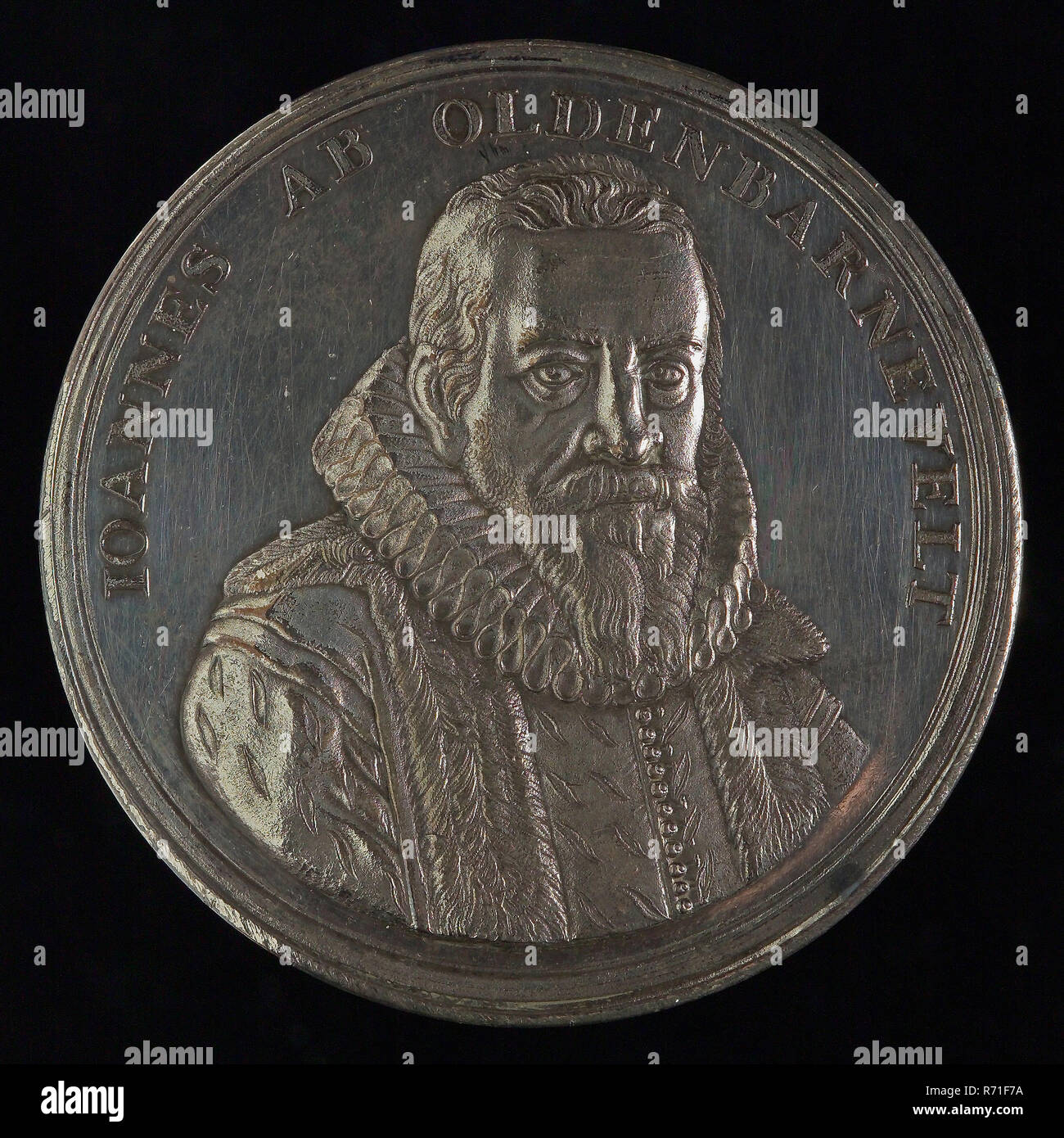 Design : Jan Smelledzing J, médaille sur la mort de Johan van Oldenbarnevelt en 1619, les séquences d'argent, frappées de Penning, Oldenbarnevelt buste légèrement vers la droite, IOANNES AB OLDENBARNEVELT (rond-point) Oldenbarnevelt Rotterdam Banque D'Images