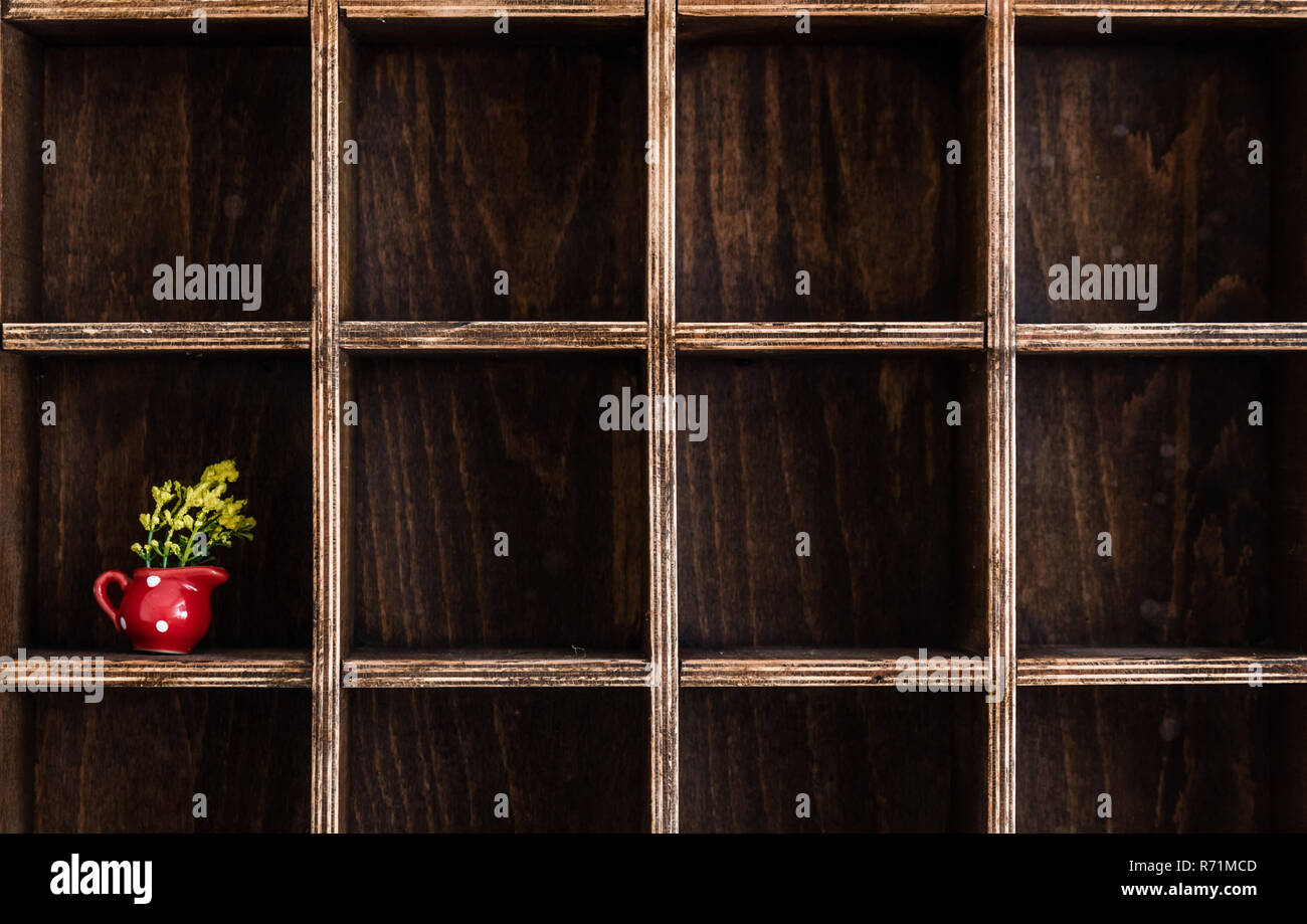 Fleurs colorées sur étagère murale rustique en bois faits à la main Banque D'Images