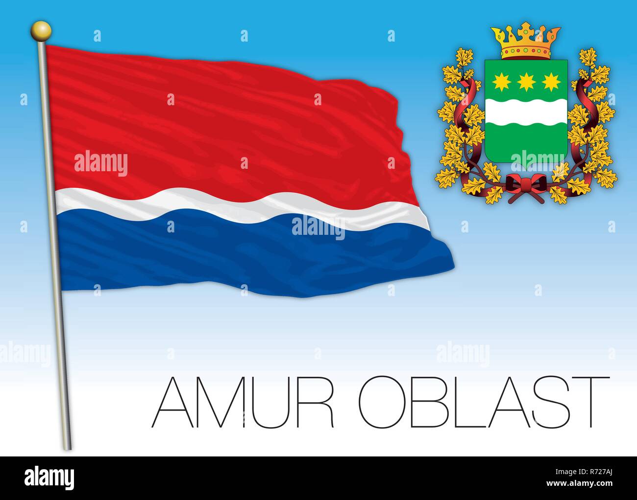 Amus oblast drapeau, Fédération de Russie, vector illustration Illustration de Vecteur