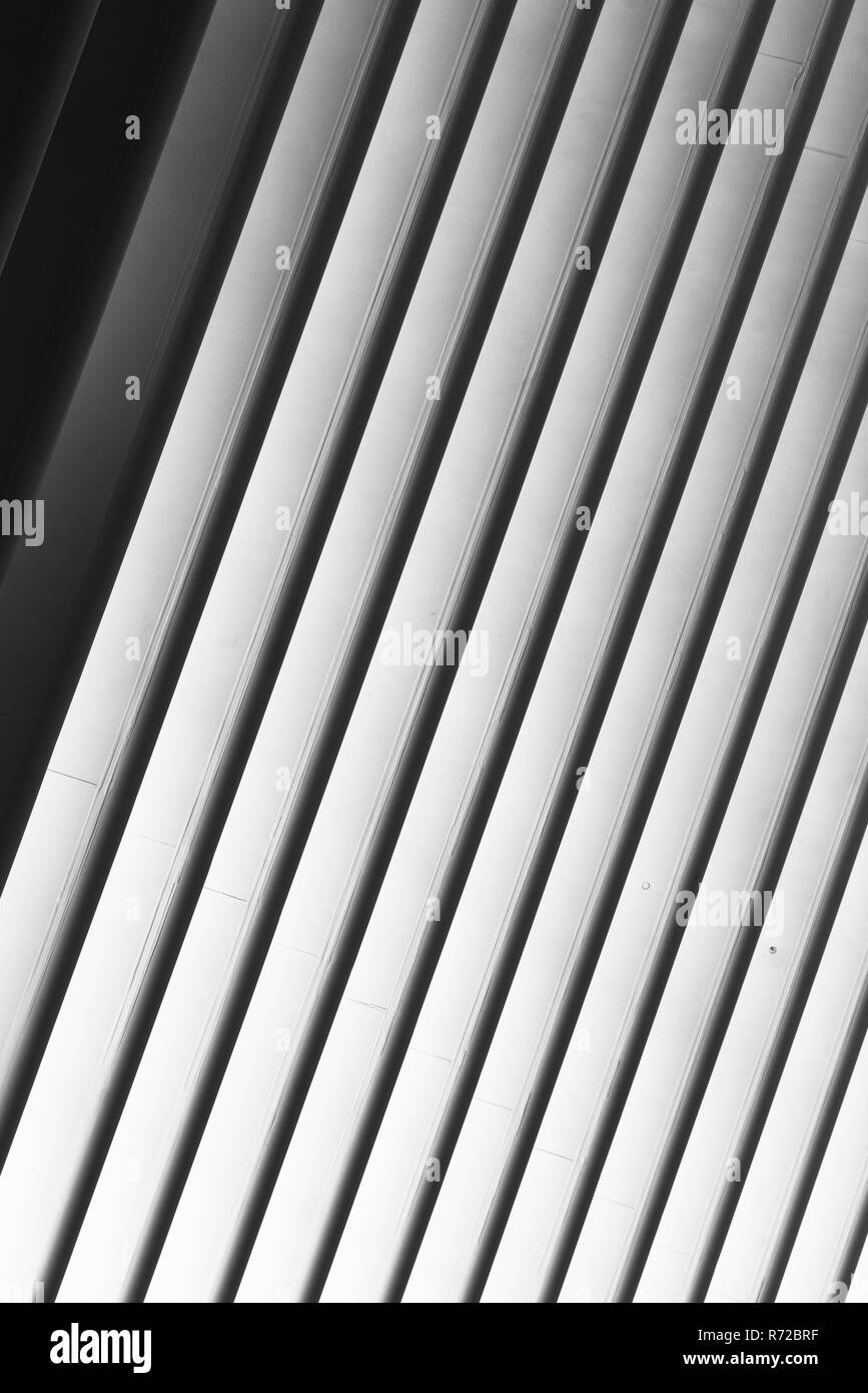 Black & White détails architecturaux de l'Oculus, à Manhattan, New York City Banque D'Images