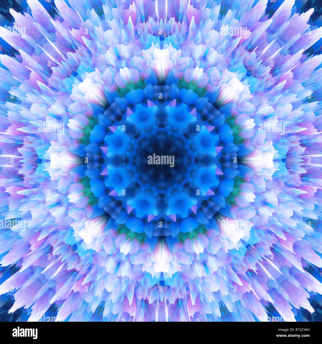 Abstract floral background radiale. Motif flocon de fantaisie. Belle texture kaléidoscope. Mandala de décoration ornement dans des tons bleus. Banque D'Images