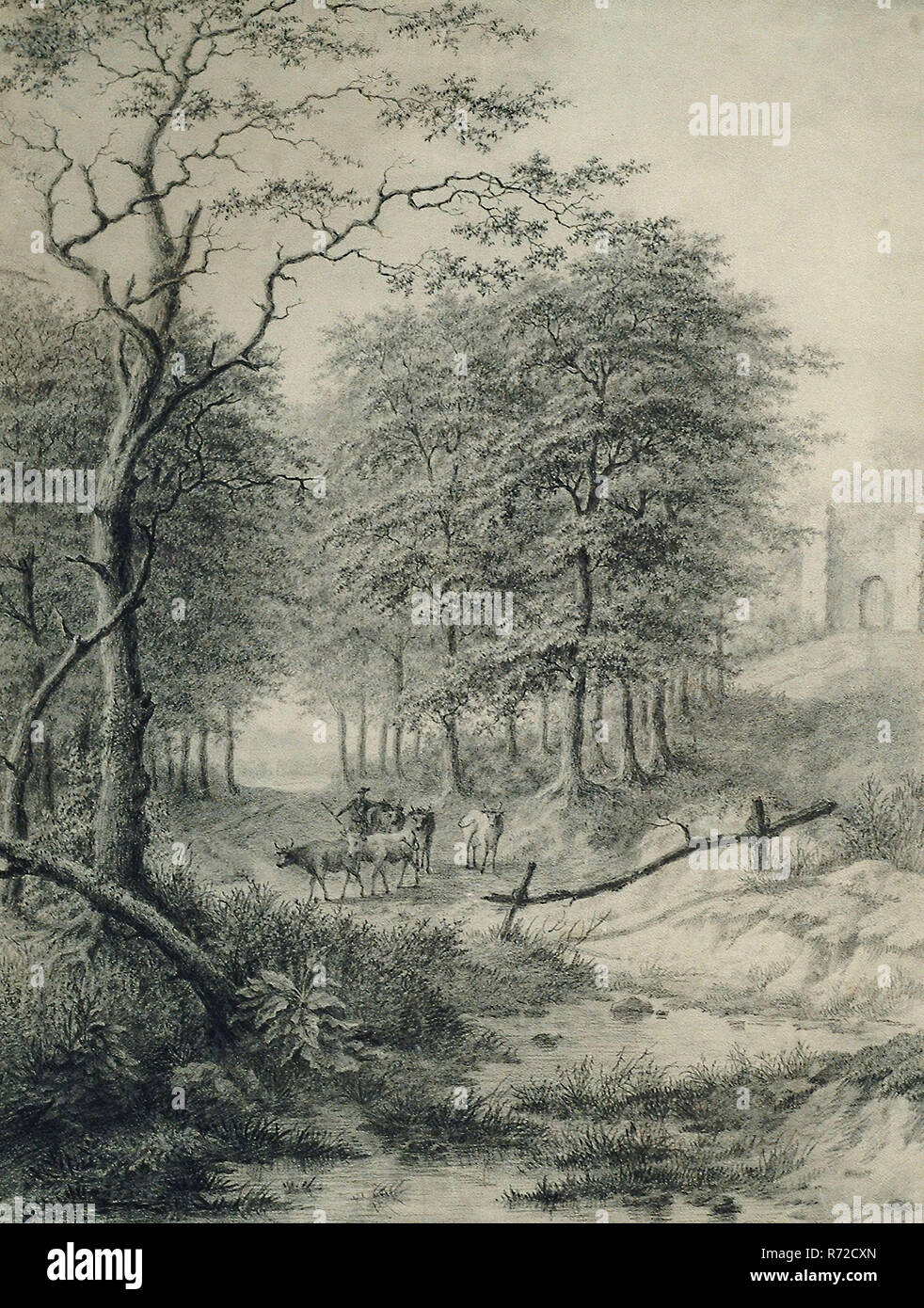 Après Gerard Van Nijmegen Dessin Au Crayon Paysage De