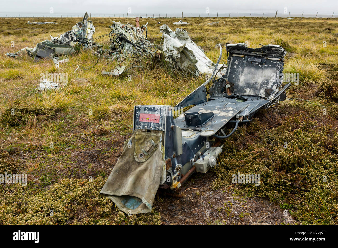 Pebble Island, Îles Falkland, Royaume-Uni, guerre des Malouines, siège éjectable argentin Banque D'Images