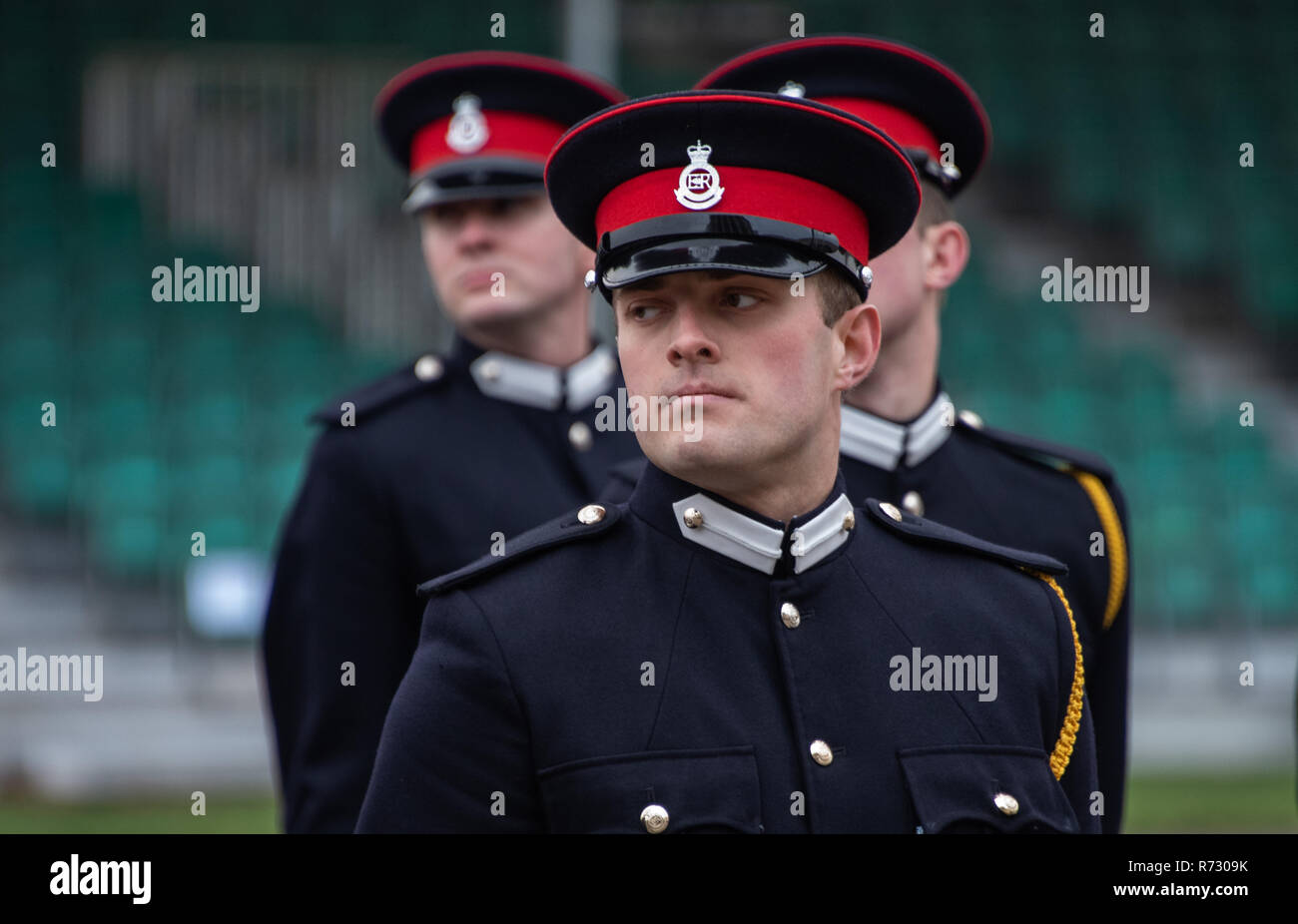 Les élèves-officiers à l'Académie Royale Militaire de Sandhurst prendre part à la Parade des souverains avant d'être mis en service. Banque D'Images