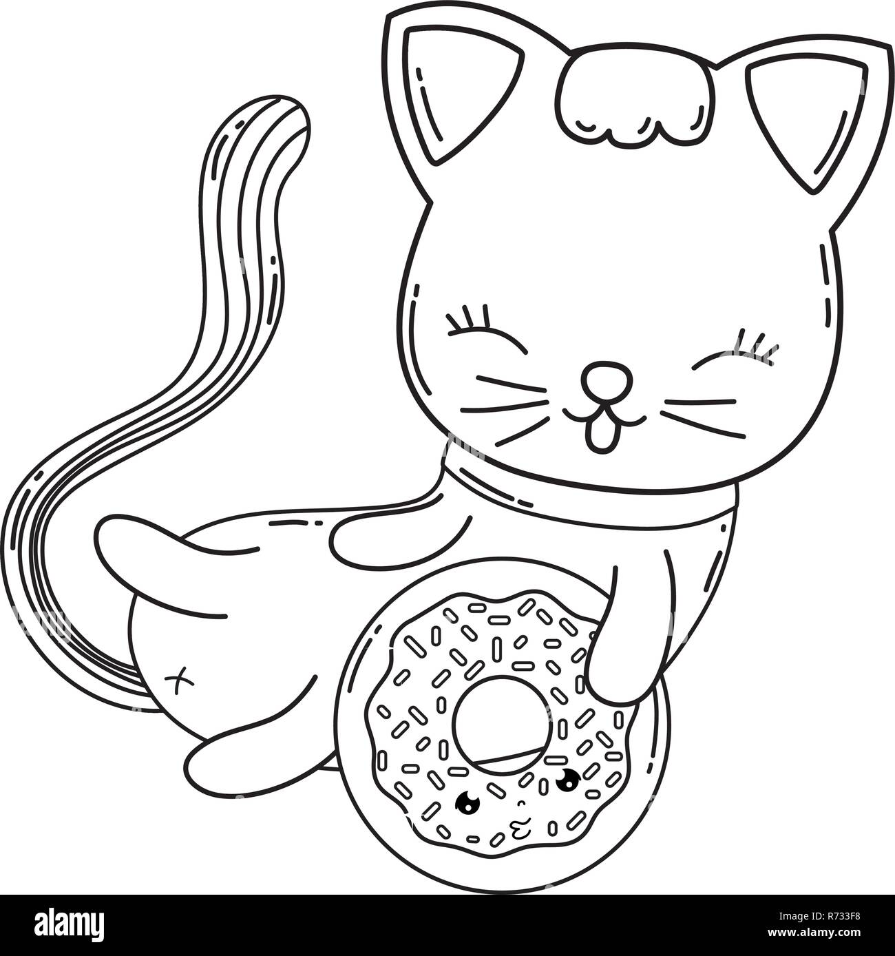 Chat mignon avec donut Illustration de Vecteur