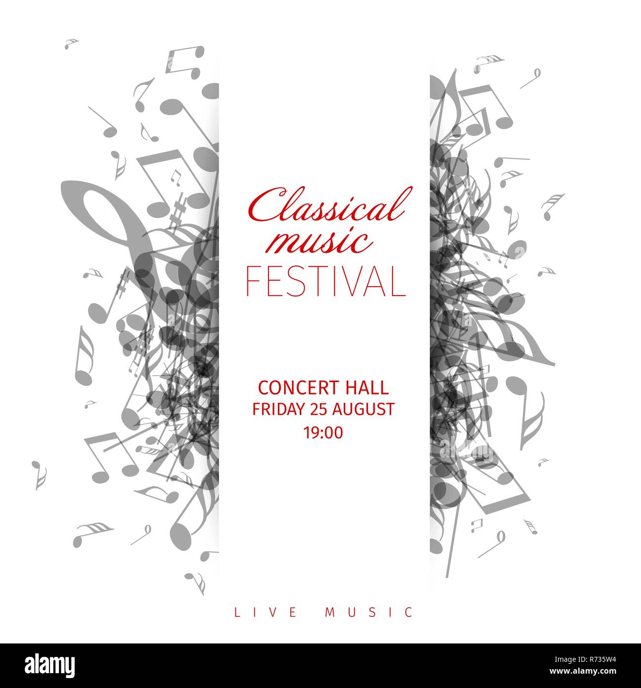 Concert de musique classique modèle d'affiche avec le nom de la bande, l'emplacement Illustration de Vecteur