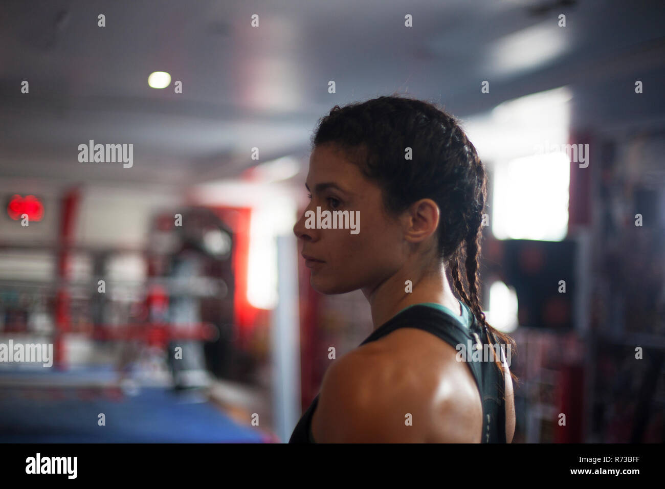 Boxer in gym Banque D'Images