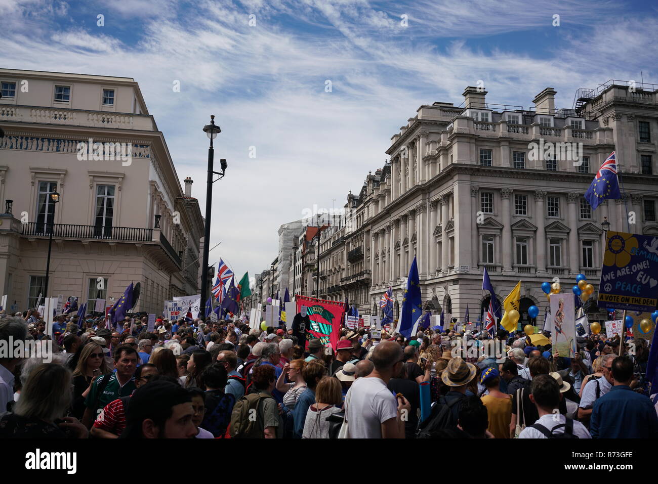 En juin 2018, des centaines de milliers de personnes se sont jusqu'à la voix des peuples mars à Londres pour exprimer leurs avis sur Brexit. Banque D'Images