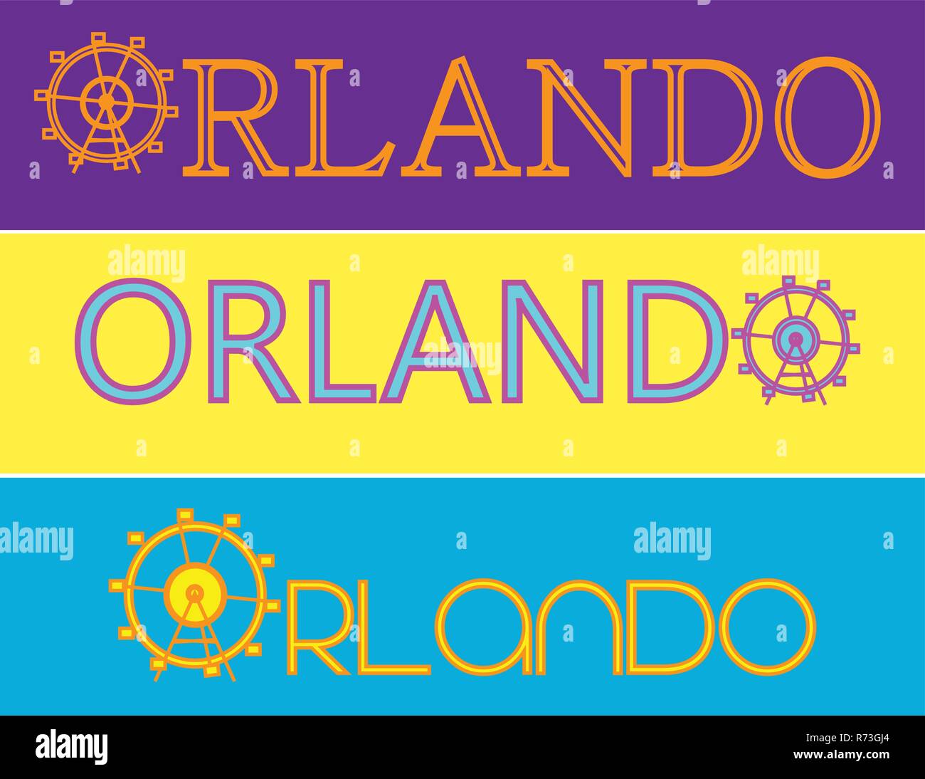 Typographie, les attractions d'Orlando, les vecteurs graphiques Illustration de Vecteur