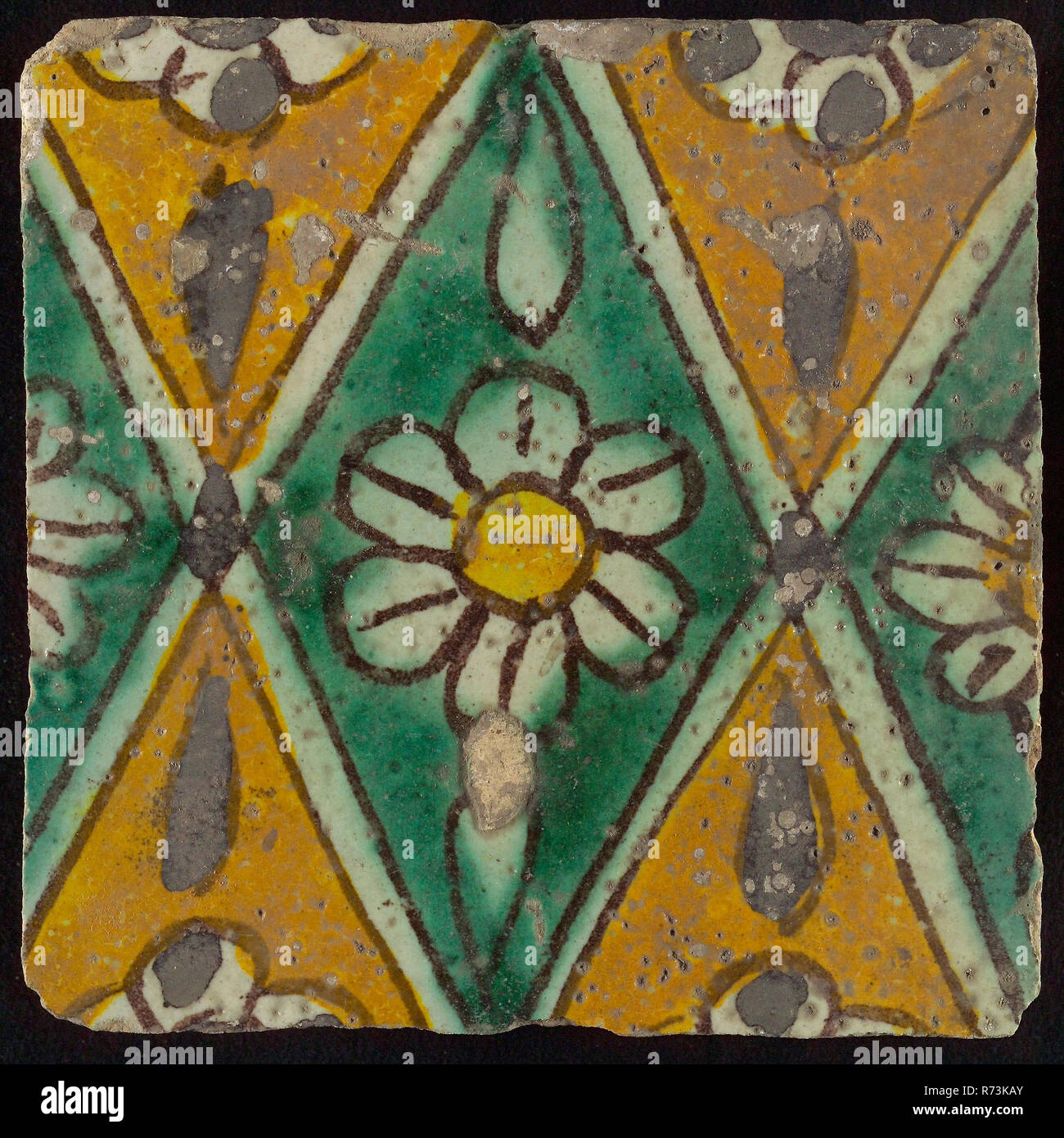 Carreau De Sol Projet De Brun Vert Et Jaune Sur Fond Blanc