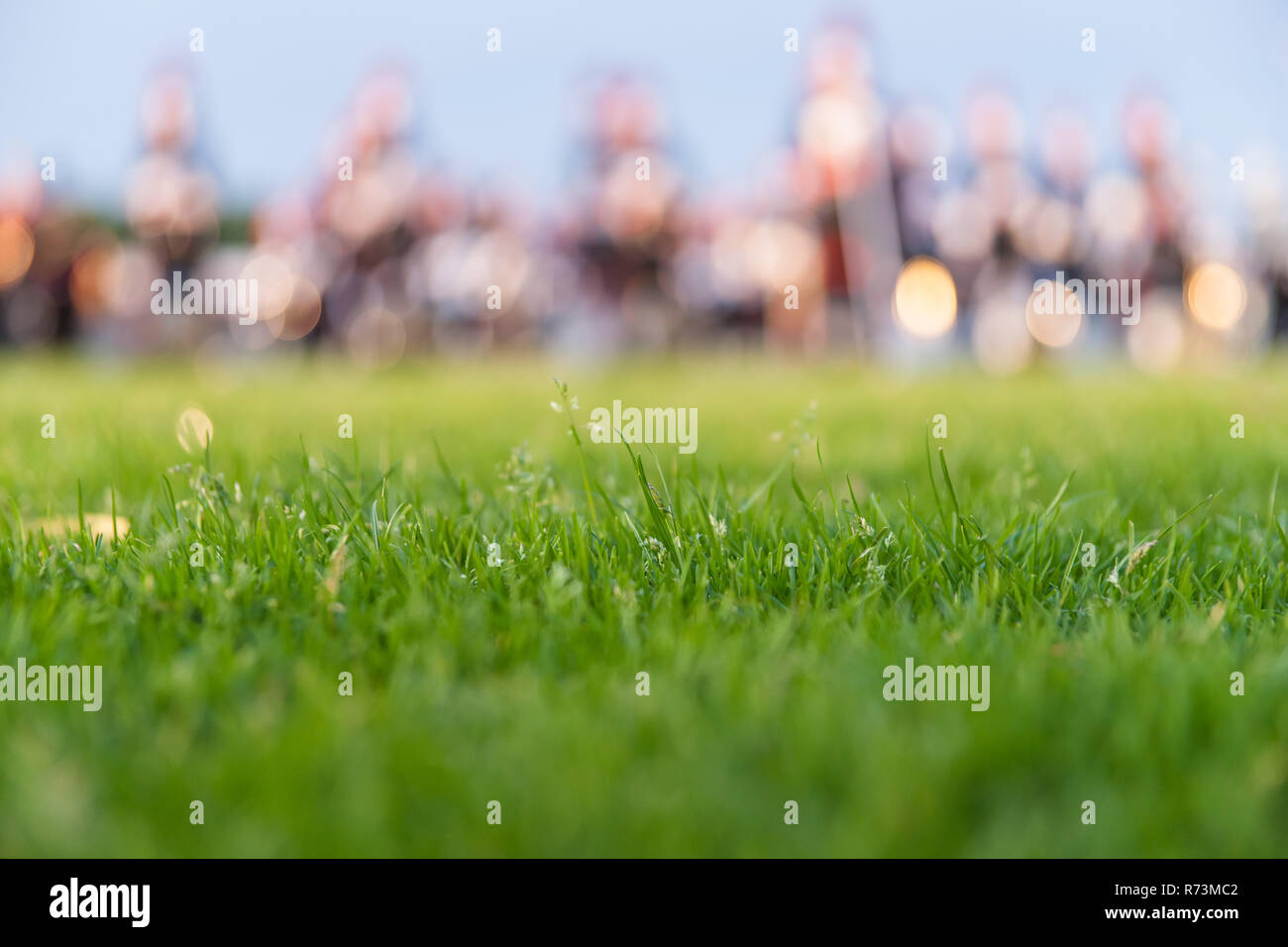 Plus de détails dans une musique, spectacle et fanfare. Avec un arrière-plan de l'herbe et soleil du soir à utiliser comme papier peint Banque D'Images
