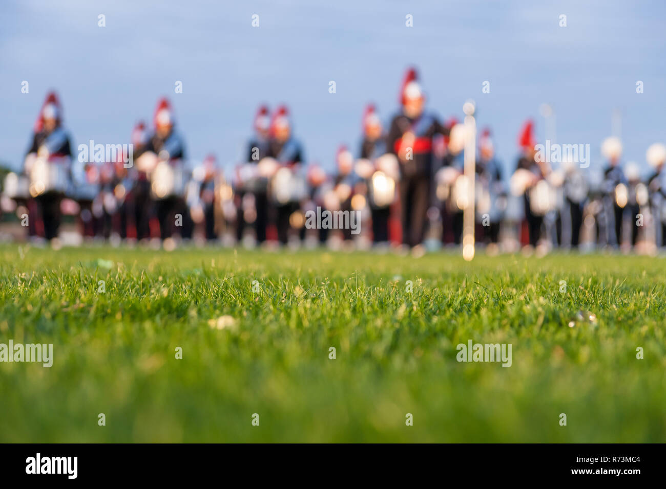 Plus de détails dans une musique, spectacle et fanfare. Avec un arrière-plan de l'herbe et soleil du soir à utiliser comme papier peint Banque D'Images