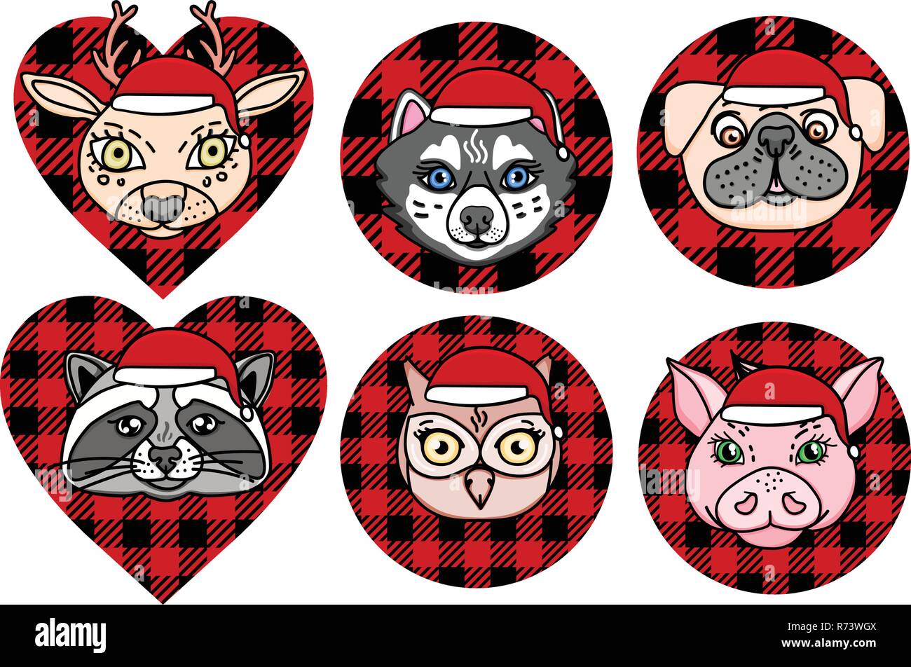 Definir Des Tetes D Animaux Avec Santa Hat Au Rond Rouge A Carreaux Formes Joyeux Noel Et Bonne Fetes De Fin D Annee Design Card Image Vectorielle Stock Alamy Definir Des Tetes D Animaux Avec Santa Hat Au Rond Rouge A Carreaux Formes Joyeux Noel Et Bonne Fetes De Fin D Annee Design Card Image Vectorielle Stock Alamy
