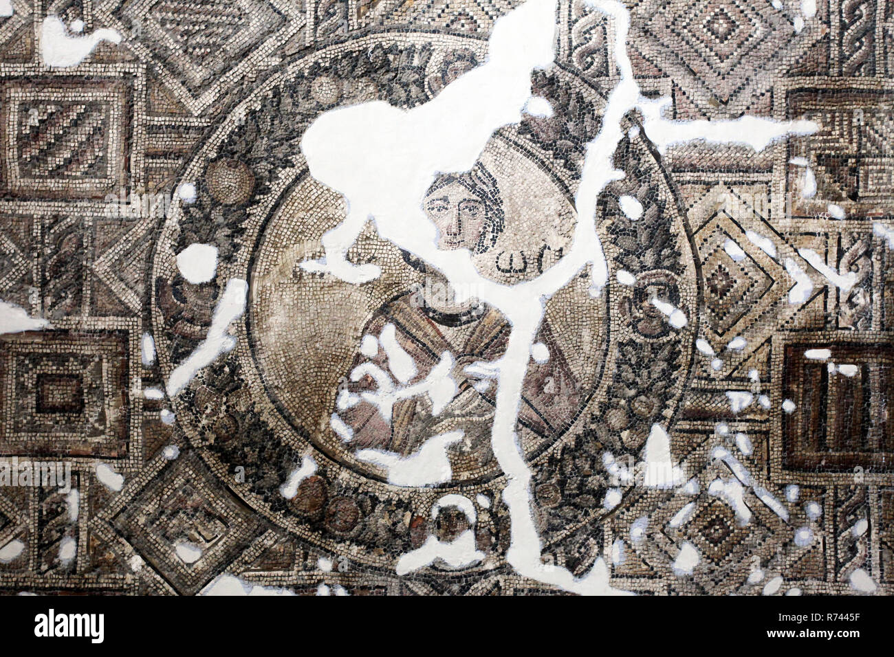 Mosaïques romaines au Musée Archéologique d'Hatay à Antakya (Antioche), Turquie. Musée Archéologique d'Hatay maisons est grande époque romaine et byzantine mosaïques. Banque D'Images