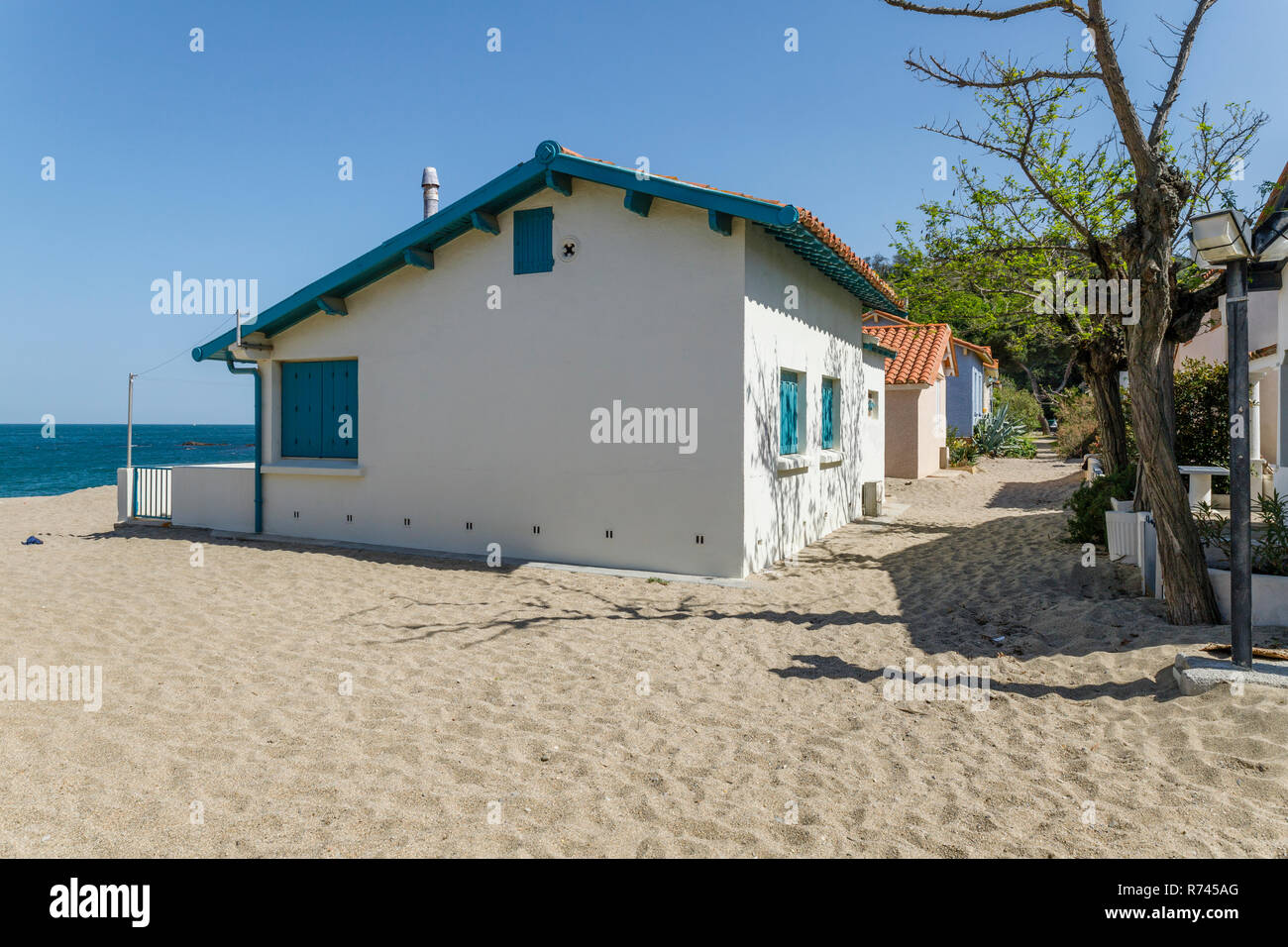 France, Pyrenees Orientales, la Côte Vermeille, Argeles sur Mer, hameau de la Racou // France, Pyrénées-Orientales (66), Argelès-sur-Mer, hameau du Raco Banque D'Images