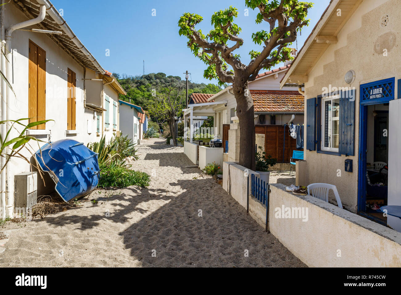 France, Pyrenees Orientales, la Côte Vermeille, Argeles sur Mer, hameau de la Racou // France, Pyrénées-Orientales (66), Argelès-sur-Mer, hameau du Raco Banque D'Images
