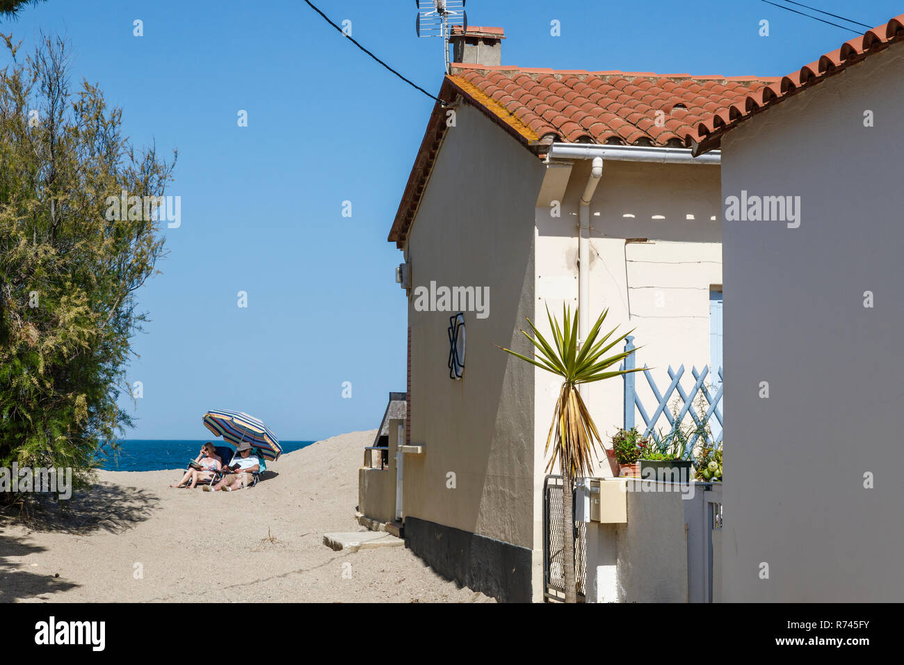 France, Pyrenees Orientales, la Côte Vermeille, Argeles sur Mer, hameau de la Racou // France, Pyrénées-Orientales (66), Argelès-sur-Mer, hameau du Raco Banque D'Images