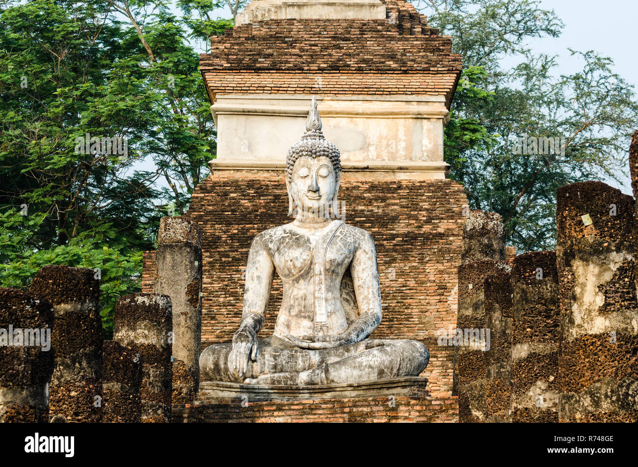 Wat Traphang Ngoen Sukhothai, Thaïlande, Banque D'Images