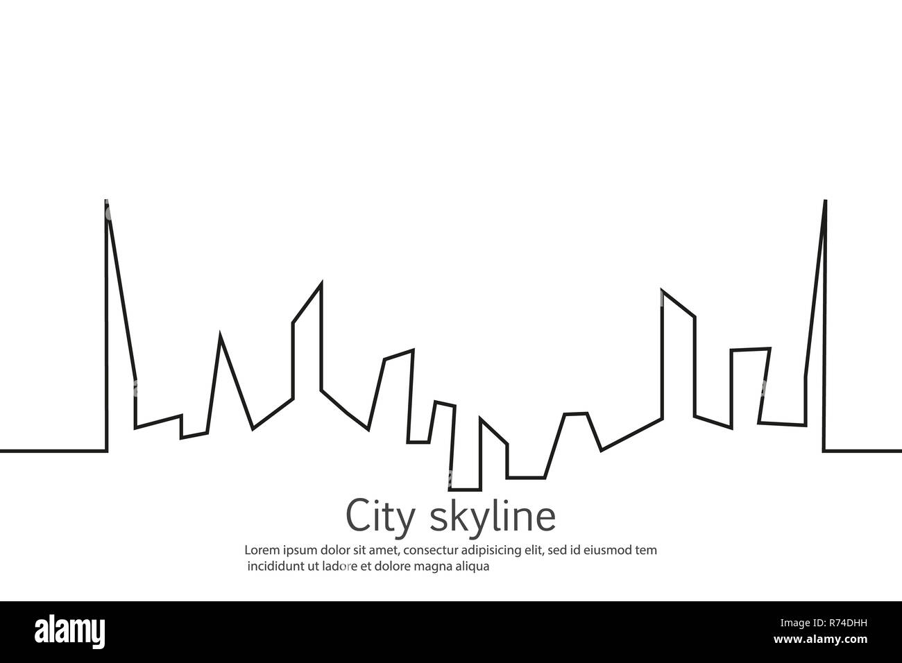 Silhouette de la ville dans un style. Paysage urbain moderne. Illustrations vectorielles. Gratte-ciel immeuble bureau horizon.ligne continue le dessin. Ligne vectorielle. Les figures géométriques avec l'effet de motion Banque D'Images