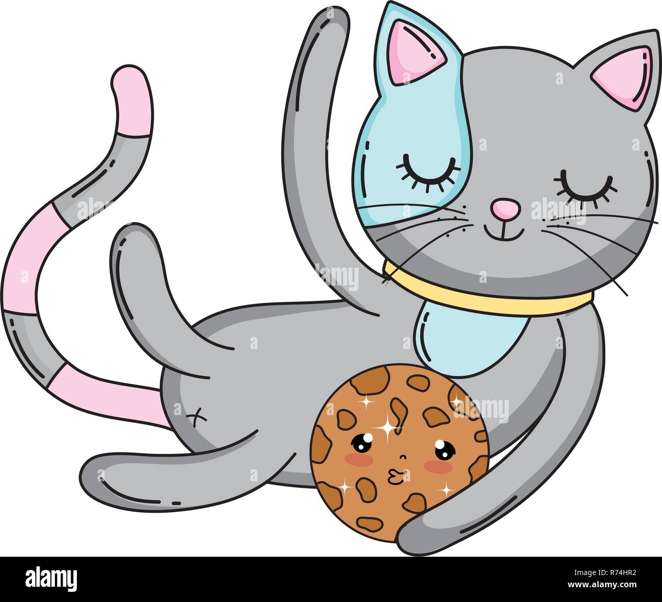 Chat mignon avec cookie Illustration de Vecteur