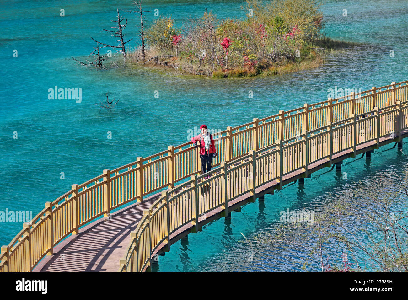 Marche dans la vallée de la Lune Bleue à Lijiang, Yunnan Province, le sud-ouest de la Chine Banque D'Images