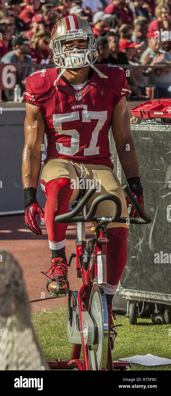San Francisco, Californie, USA. 13 Oct, 2013. San Francisco 49ers à l'intérieur de secondeur Michael Wilhoite (57) le dimanche, Octobre 13, 2013 à San Francisco, Californie. Les 49ers défait les cardinaux 32-20. Crédit : Al Golub/ZUMA/Alamy Fil Live News Banque D'Images