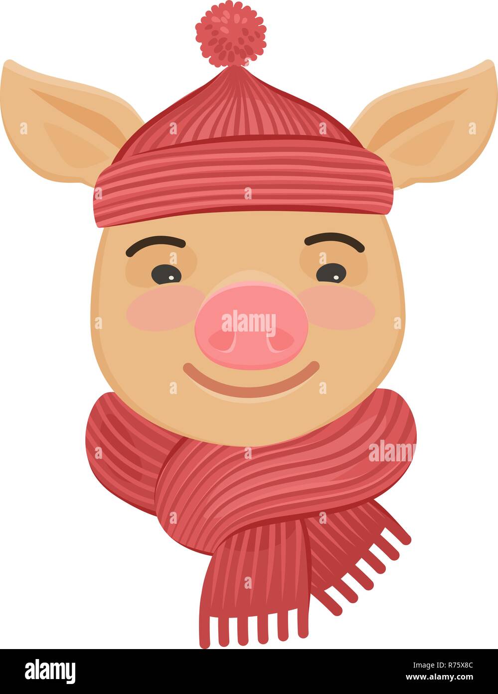 Peu drôle chat en tricot de bonnet et écharpe. Cartoon vector illustration Illustration de Vecteur